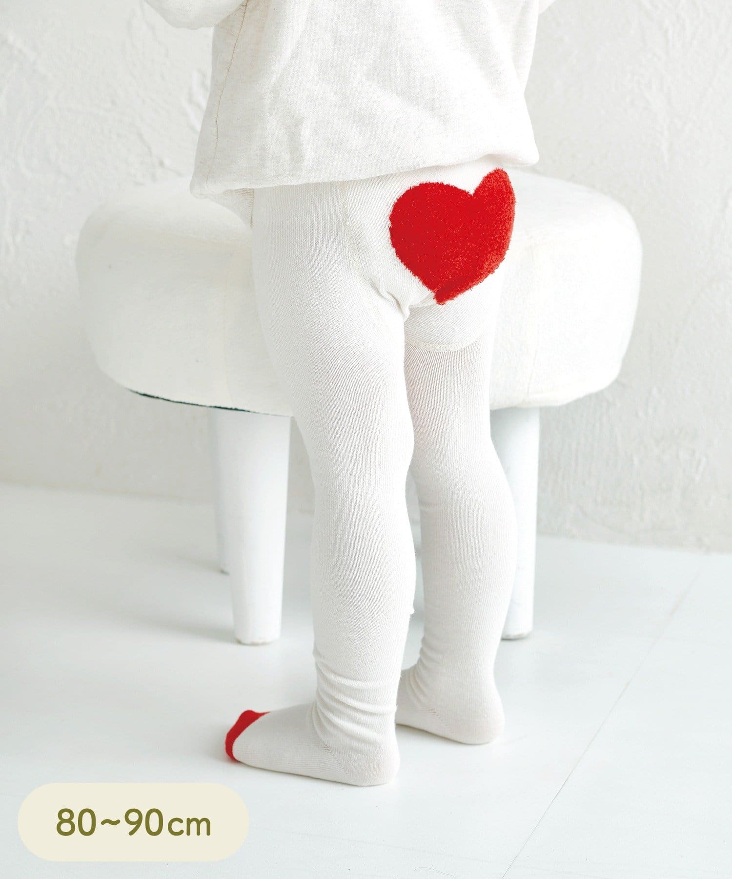 3COINS(スリーコインズ) KIDSブークレーハートタイツ：80～90cm