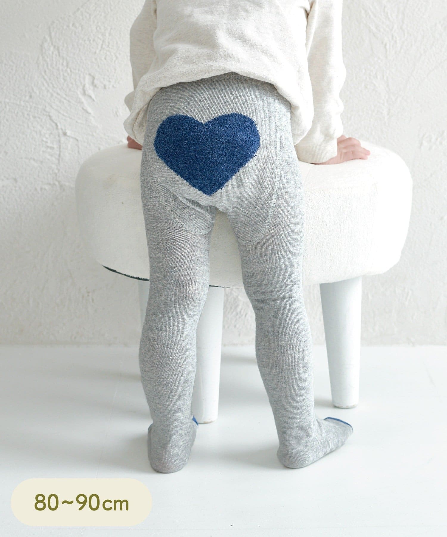 3COINS(スリーコインズ) KIDSブークレーハートタイツ：80～90cm