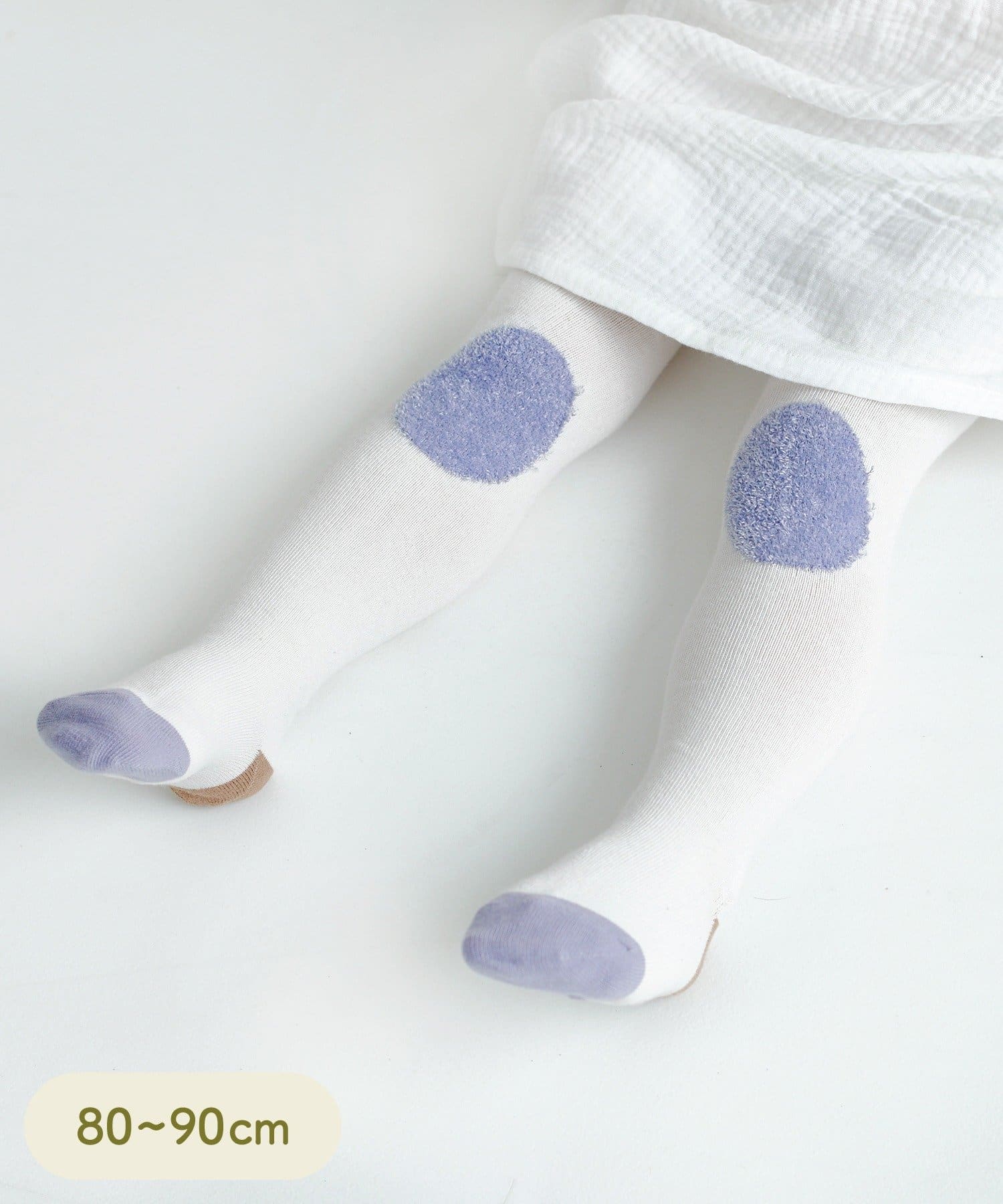 3COINS(スリーコインズ) KIDSブークレーパッチタイツ：80～90cm