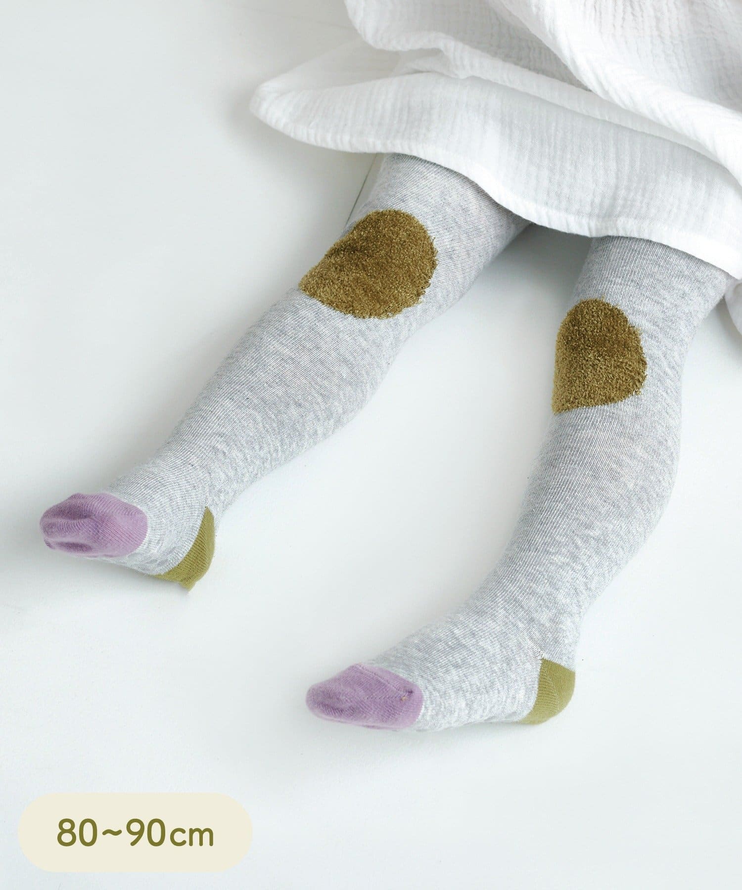 3COINS(スリーコインズ) KIDSブークレーパッチタイツ：80～90cm