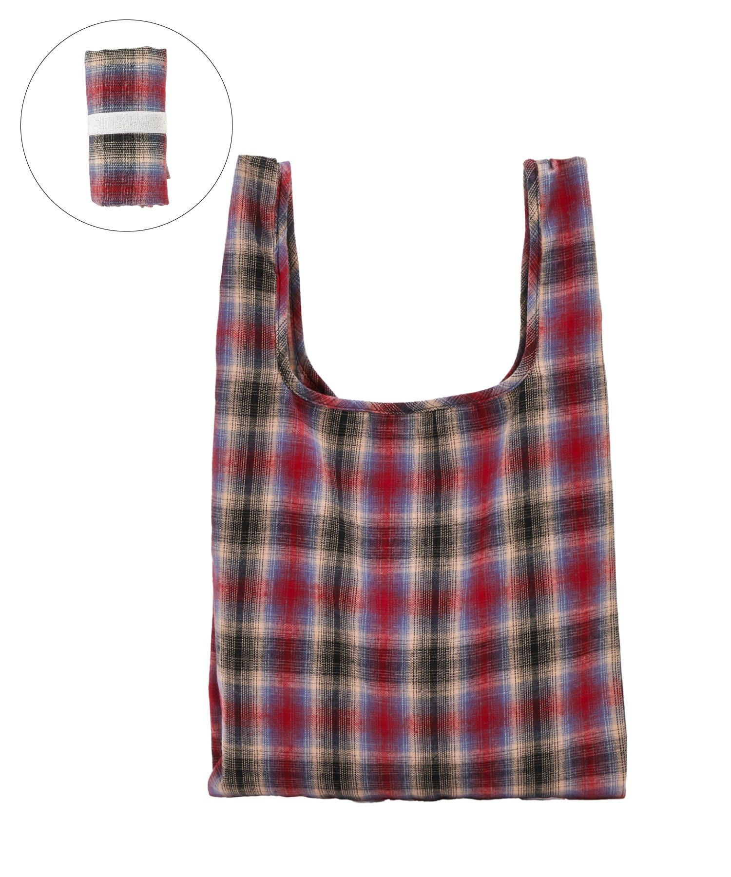 3COINS(スリーコインズ) オンブレチェックエコバッグ