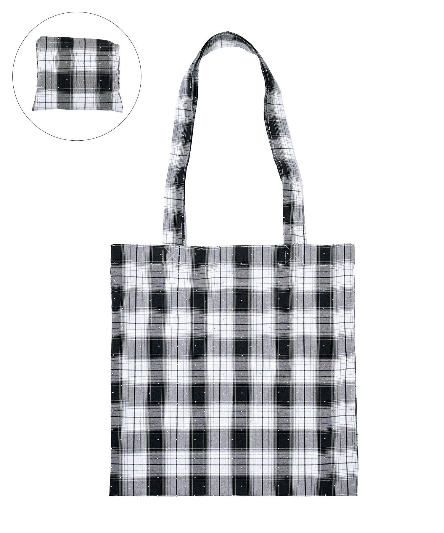 3COINS(スリーコインズ) ストーン付きチェックエコバッグ