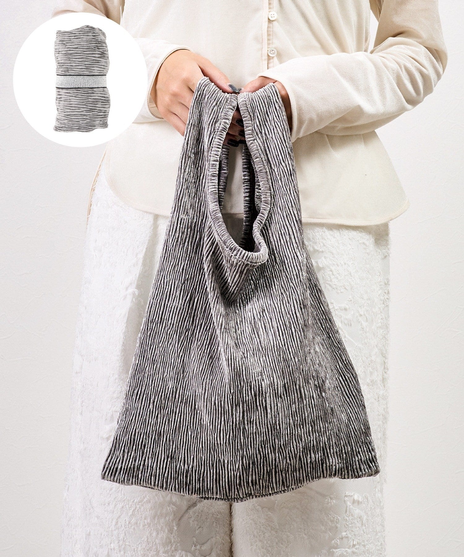 3COINS(スリーコインズ) ベロアリブエコバッグ