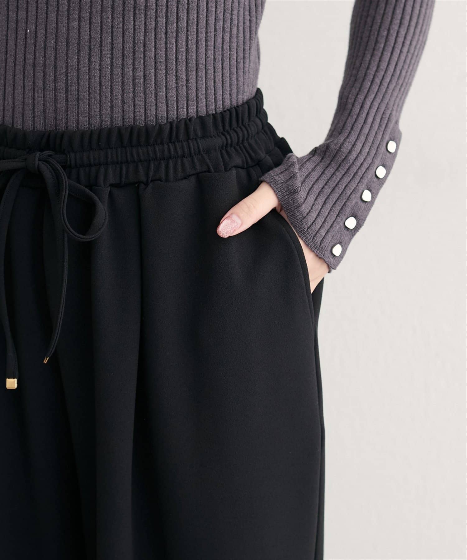 NICE CLAUP / OLIVE des OLIVE OUTLET(ナイスクラップ  / オリーブ デ オリーブ アウトレット) 【natural couture】セルフカットストレッチイージーパンツ