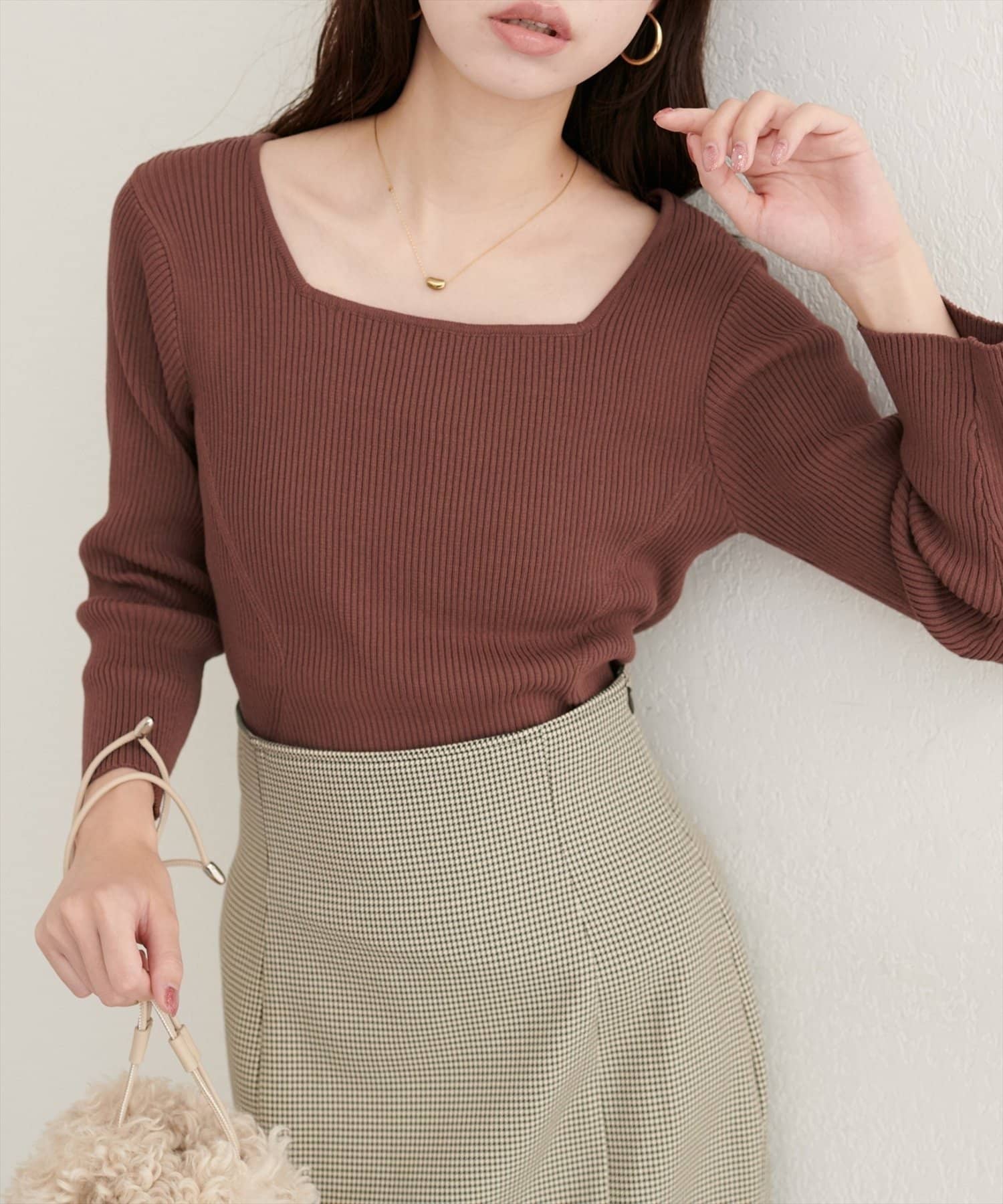 NICE CLAUP / OLIVE des OLIVE OUTLET(ナイスクラップ  / オリーブ デ オリーブ アウトレット) 【natural couture】前後２WAY7分袖リブニット