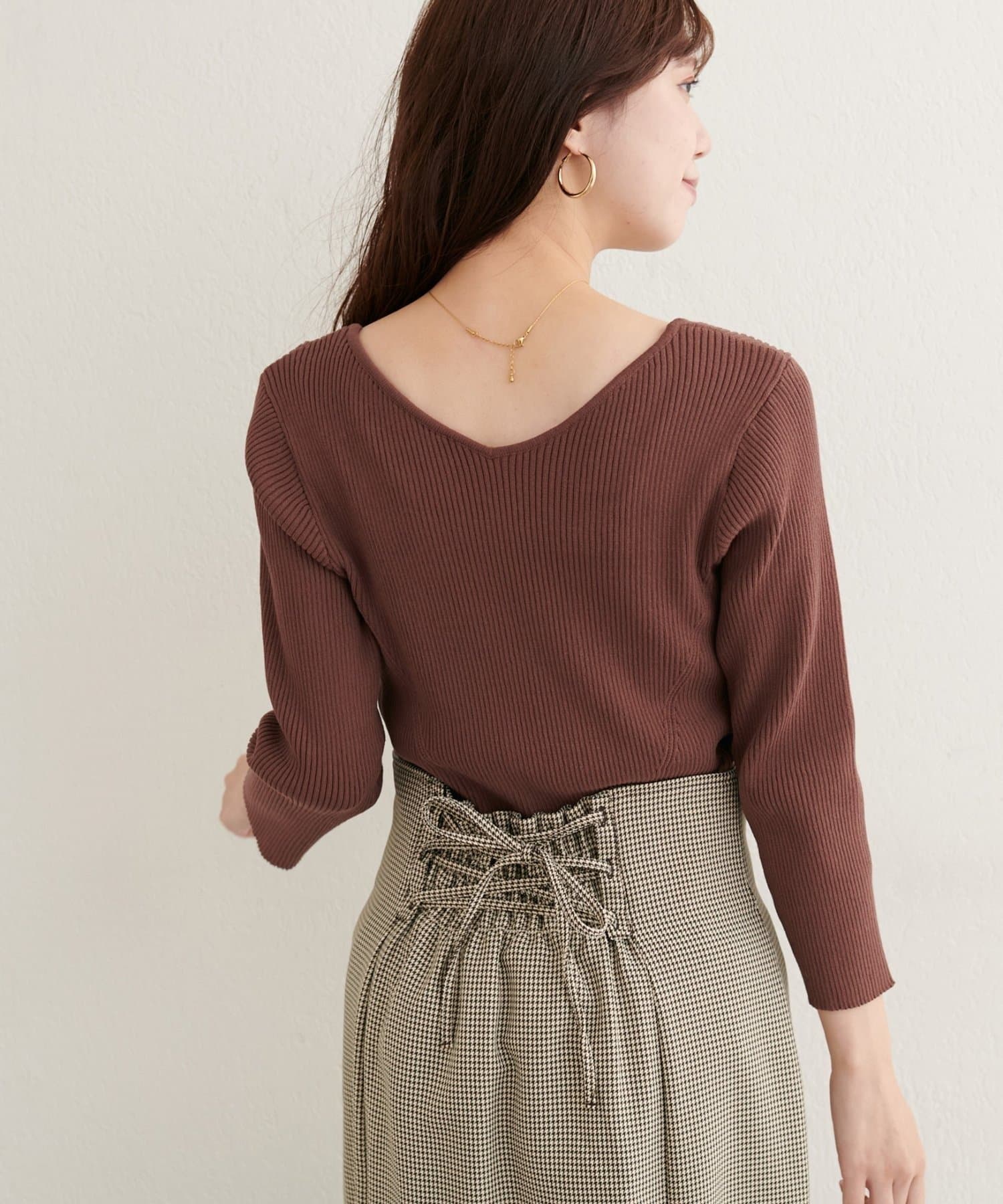 NICE CLAUP / OLIVE des OLIVE OUTLET(ナイスクラップ  / オリーブ デ オリーブ アウトレット) 【natural couture】前後２WAY7分袖リブニット