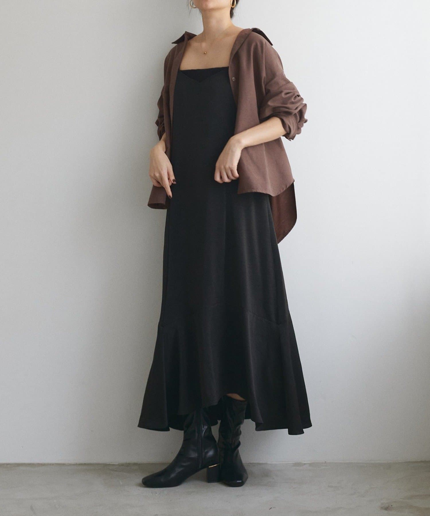 NICE CLAUP / OLIVE des OLIVE OUTLET(ナイスクラップ  / オリーブ デ オリーブ アウトレット) 【natural couture】アシメヘムキャミワンピース