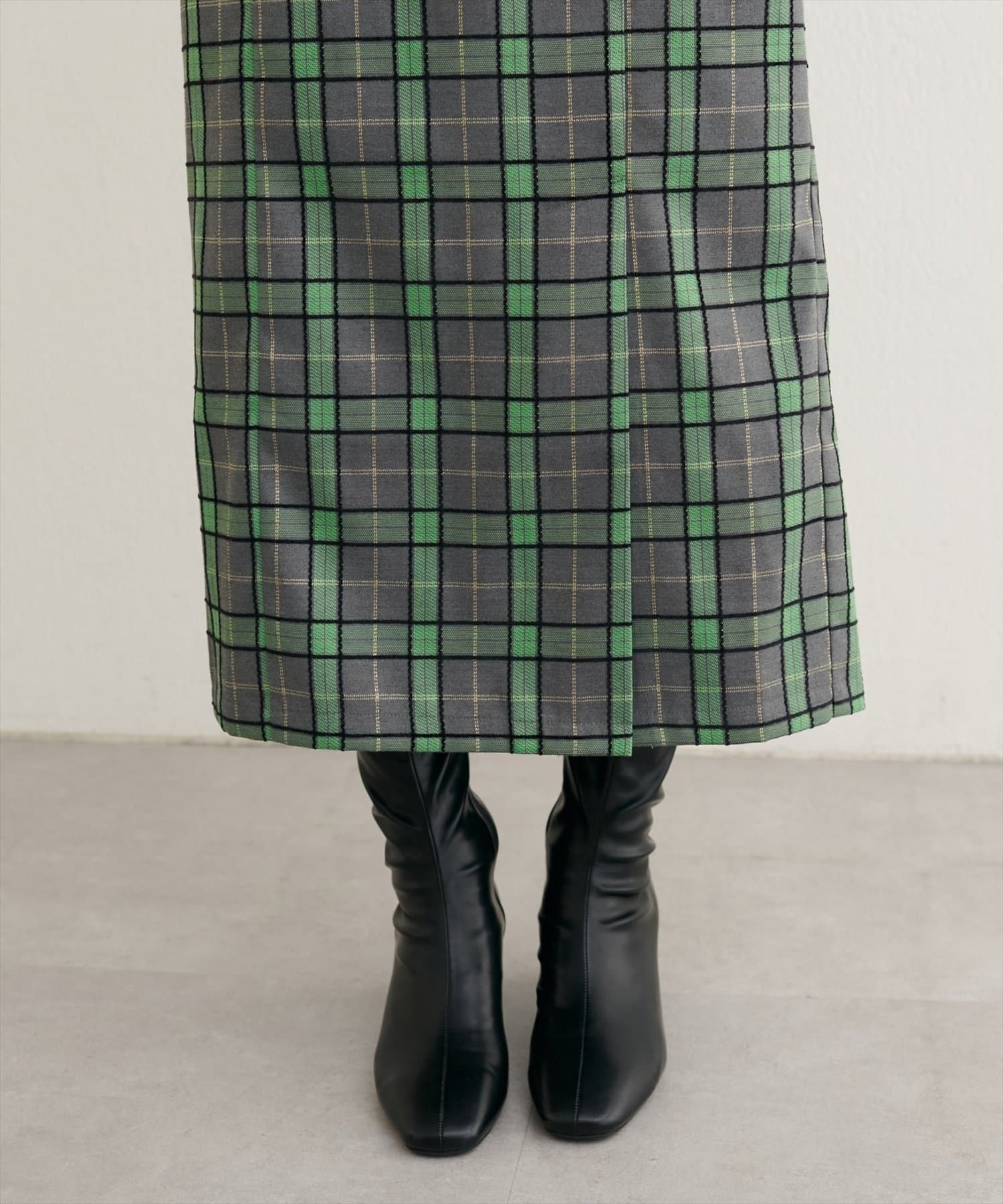 NICE CLAUP / OLIVE des OLIVE OUTLET(ナイスクラップ  / オリーブ デ オリーブ アウトレット) 【natural couture】デザイン釦ラップ風チェックスカート