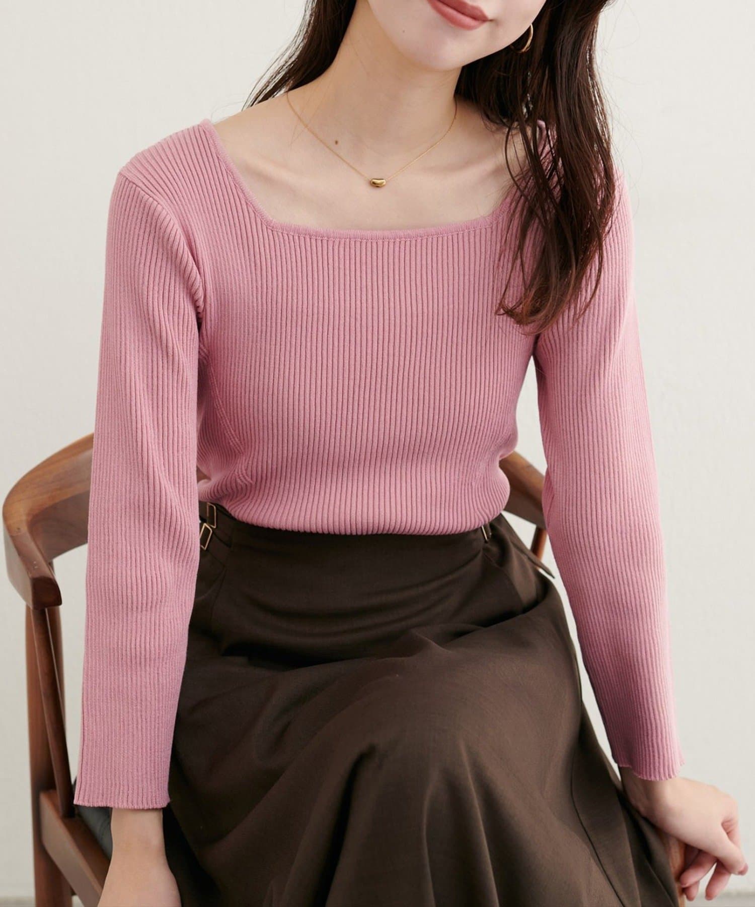 NICE CLAUP / OLIVE des OLIVE OUTLET(ナイスクラップ  / オリーブ デ オリーブ アウトレット) 【natural couture】前後２WAY7分袖リブニット
