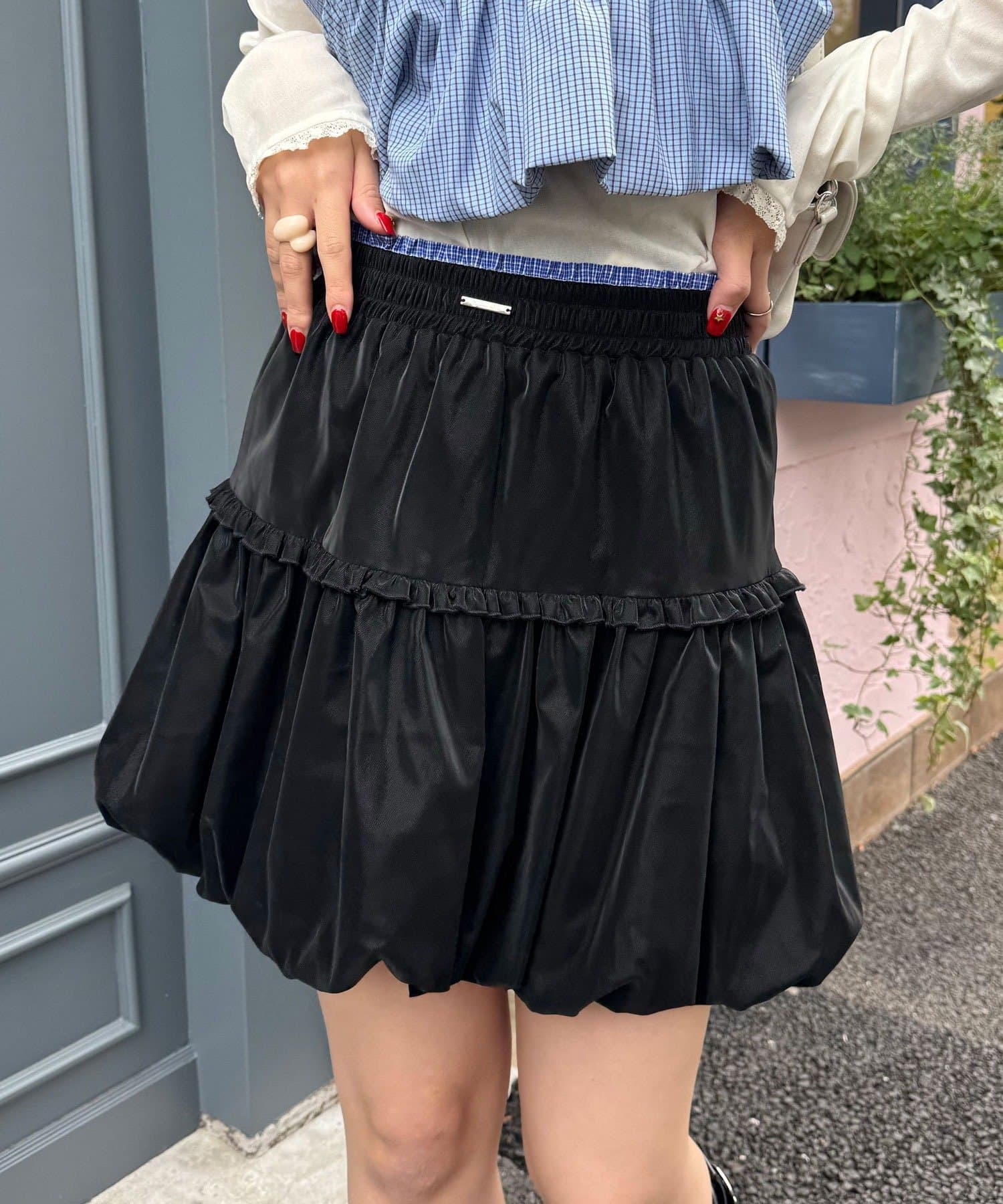 CIAOPANIC(チャオパニック) レザーライクバルーンミニスカート