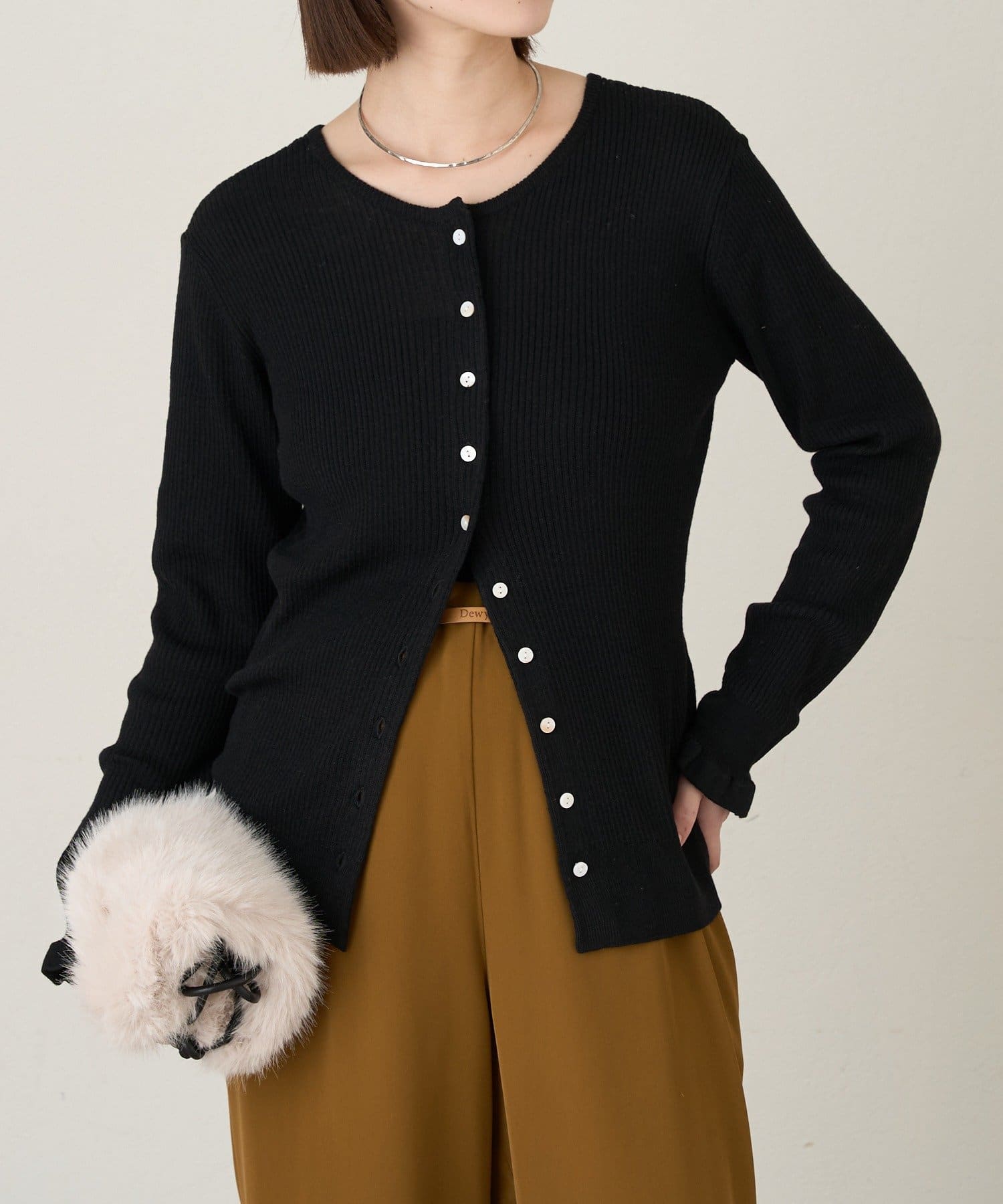 Omekashi(オメカシ) 2WAYフリルリブニットカーディガン