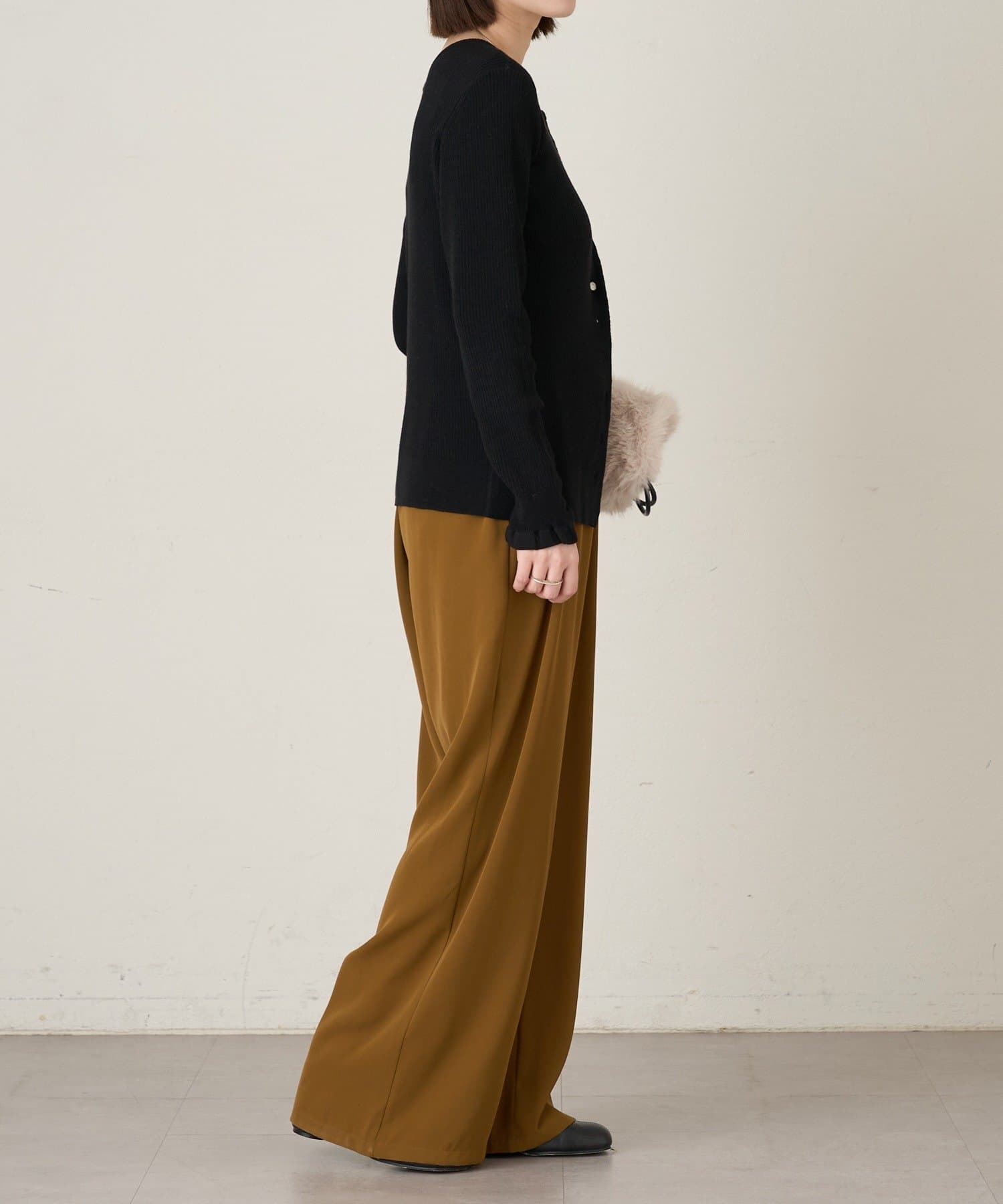 Omekashi(オメカシ) 2WAYフリルリブニットカーディガン