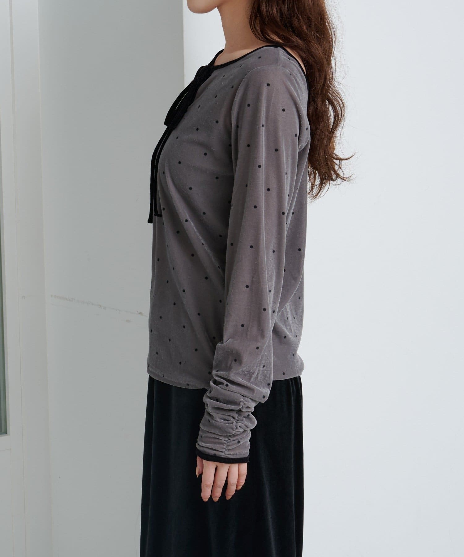 Kastane(カスタネ) 【11.8(土)12:00発売/WEB先行】ドットベロアリボンプルオーバー