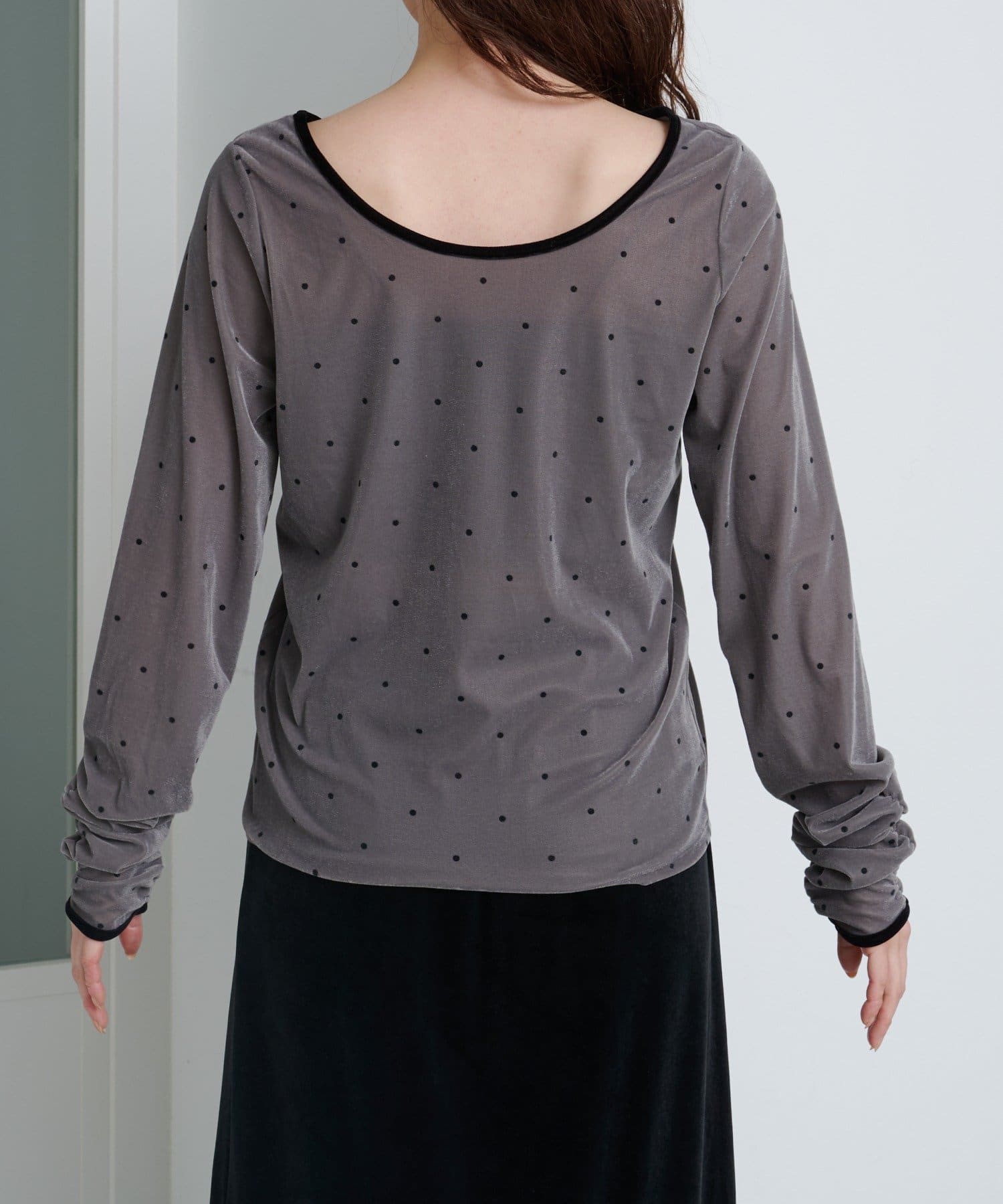 Kastane(カスタネ) 【11.8(土)12:00発売/WEB先行】ドットベロアリボンプルオーバー