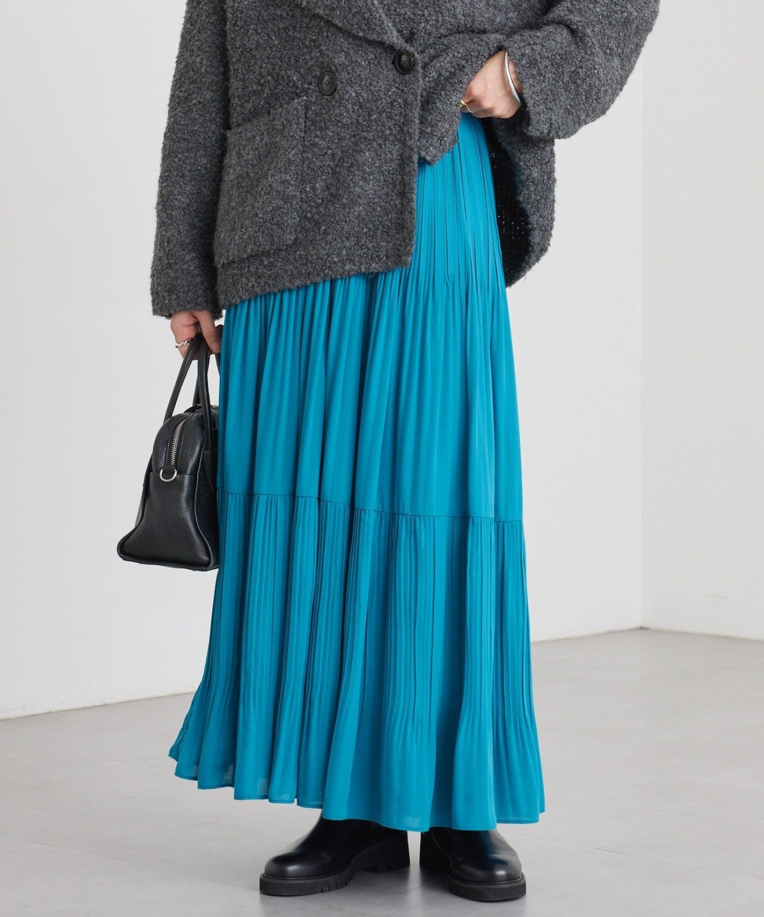 RIVE DROITE(リヴドロワ) 予約【上品見え】ティアードプリーツスカート