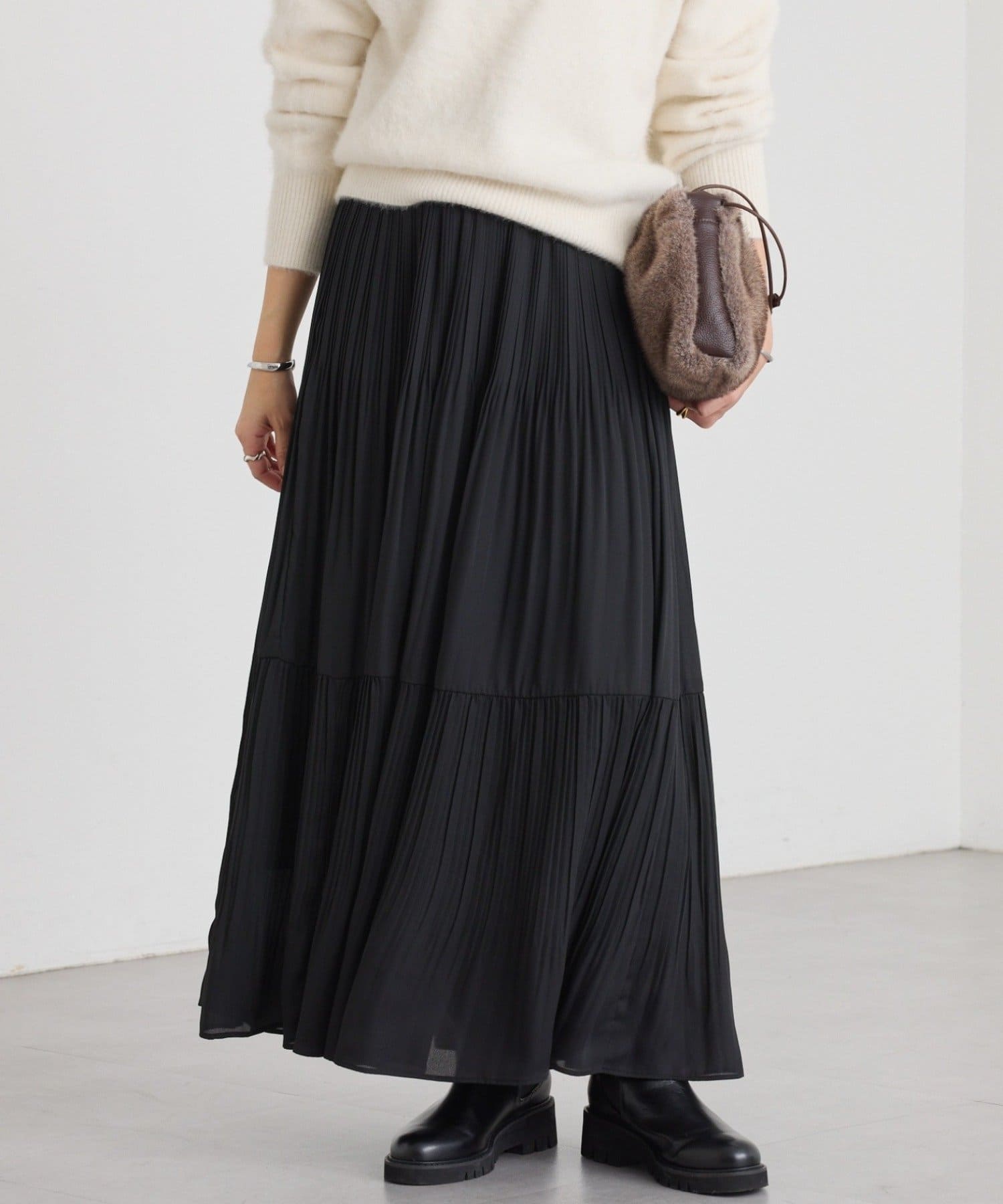 RIVE DROITE(リヴドロワ) 予約【上品見え】ティアードプリーツスカート