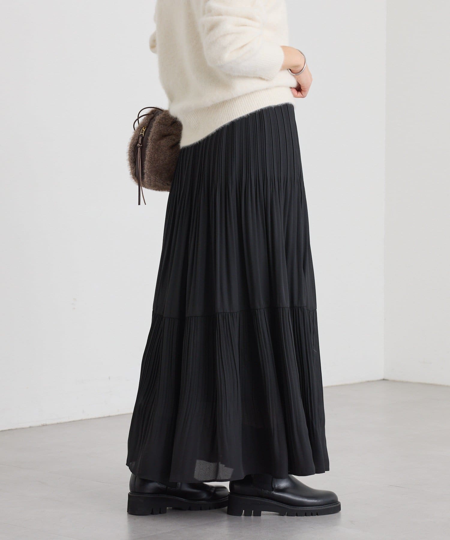 RIVE DROITE(リヴドロワ) 予約【上品見え】ティアードプリーツスカート