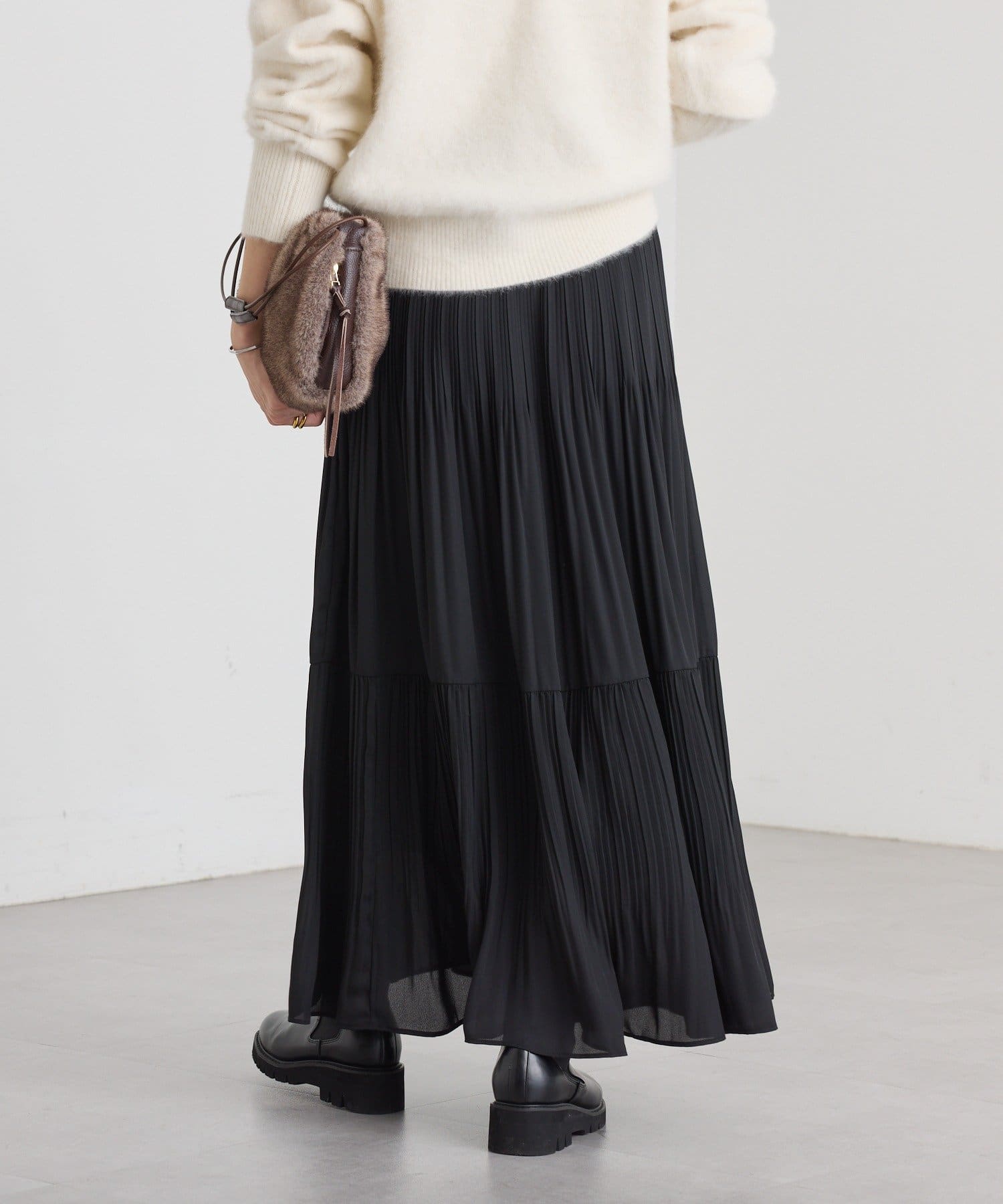 RIVE DROITE(リヴドロワ) 予約【上品見え】ティアードプリーツスカート