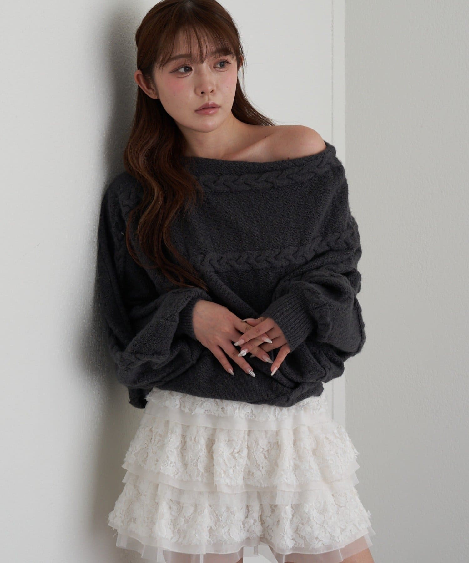 RAY CASSIN(レイカズン) ケーブルドルマンルーズニット