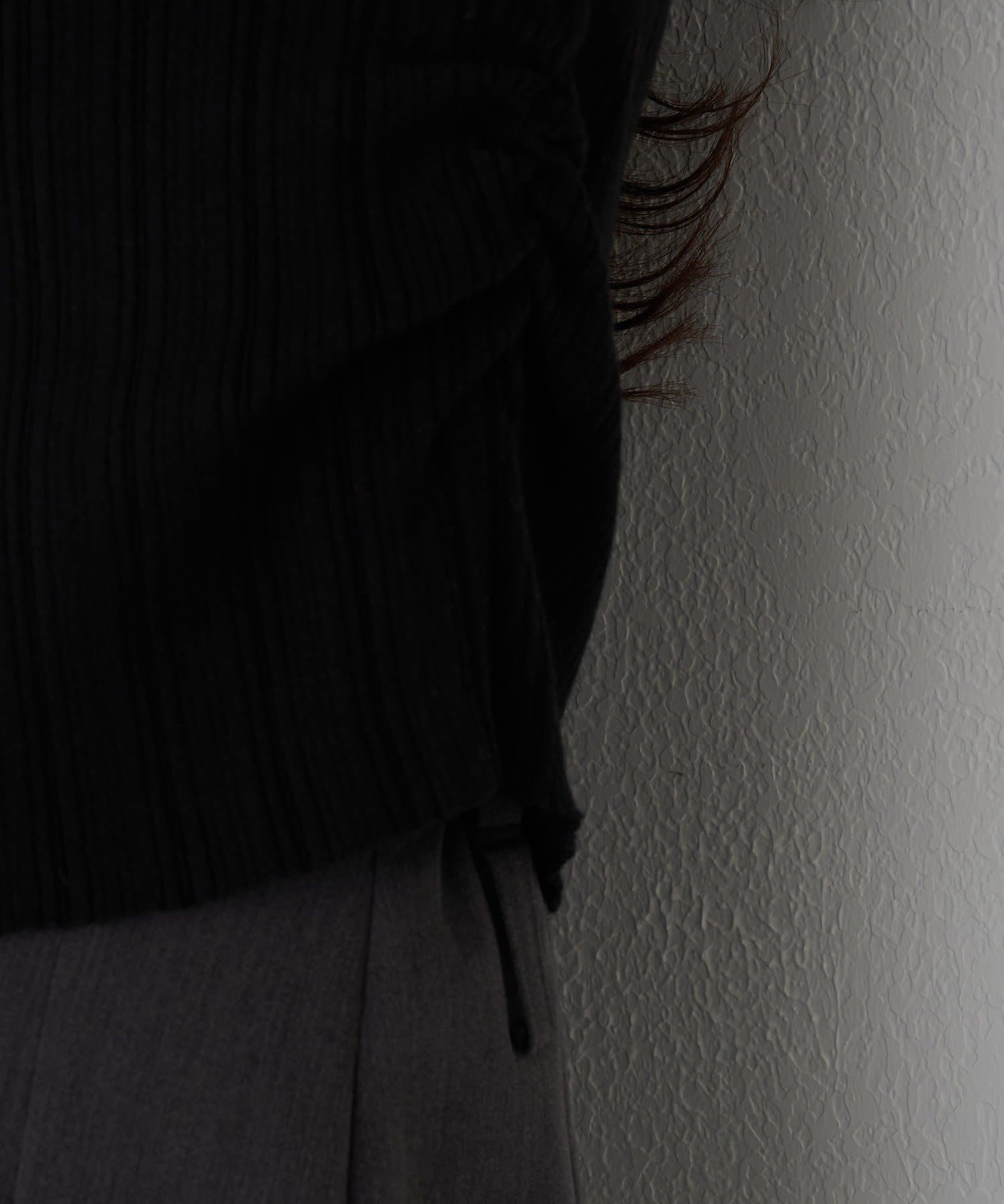 RAY CASSIN(レイカズン) レースレイヤードリブ前あきニット