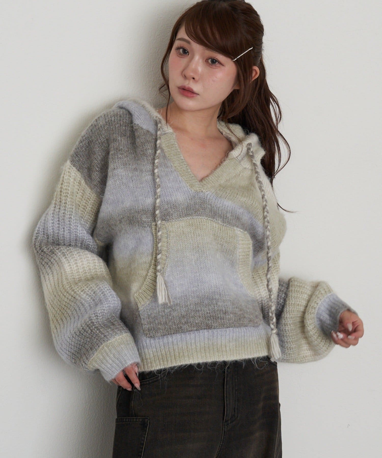 RAY CASSIN(レイカズン) グラデーションスキッパーフードチュニック