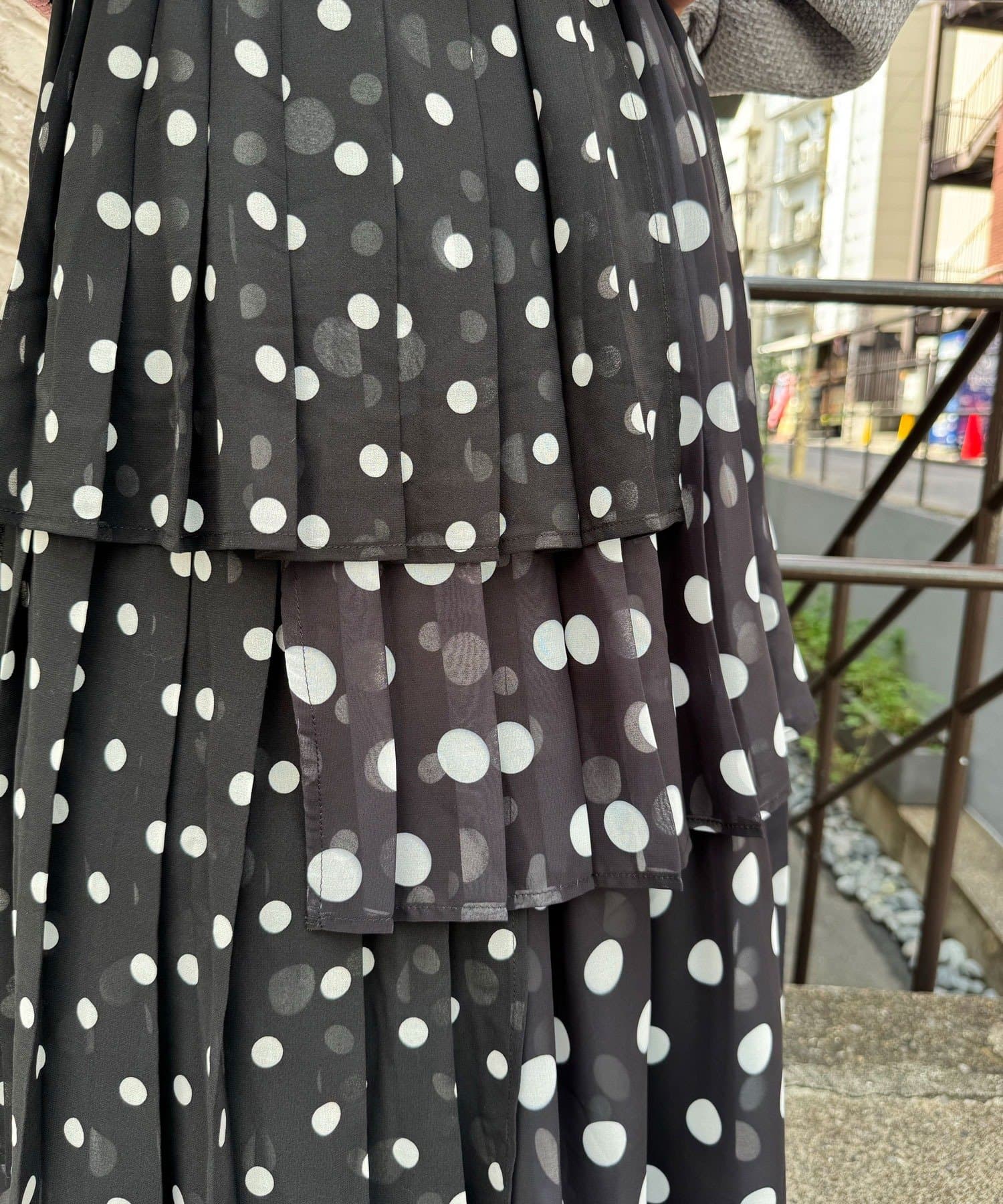 CIAOPANIC(チャオパニック) ドットプリーツティアードスカート