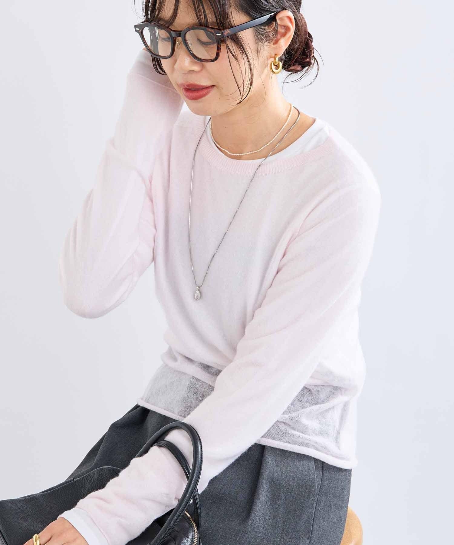 OUTLET(アウトレット) 【RIVE DROITE】カシミヤ混ウールシアークルーニット