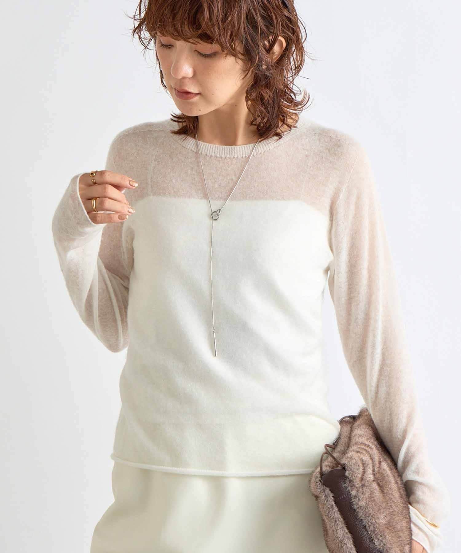 OUTLET(アウトレット) 【RIVE DROITE】カシミヤ混ウールシアークルーニット