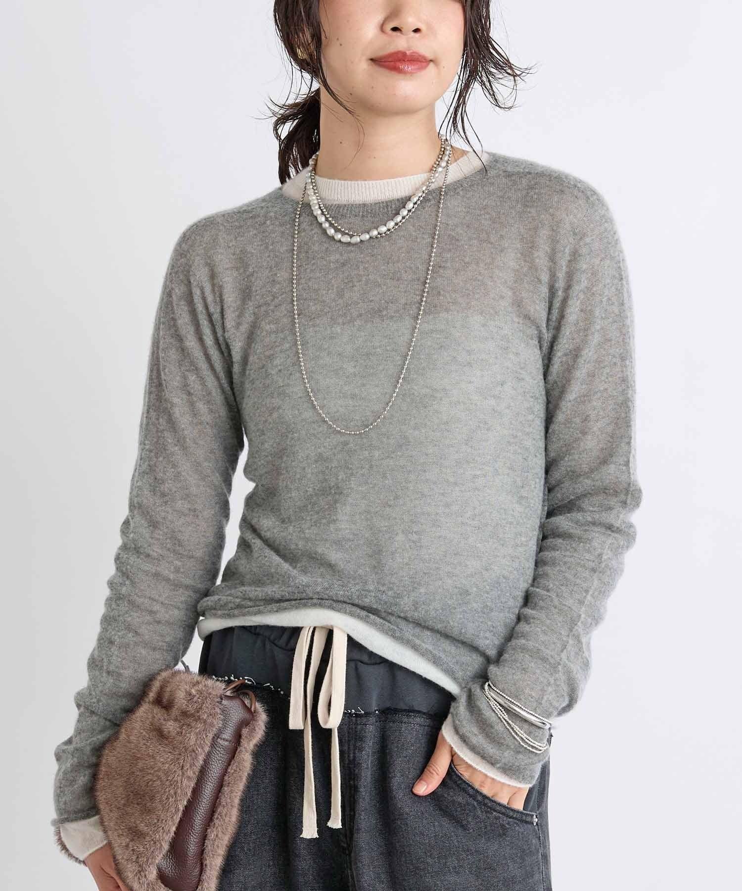 OUTLET(アウトレット) 【RIVE DROITE】カシミヤ混ウールシアークルーニット