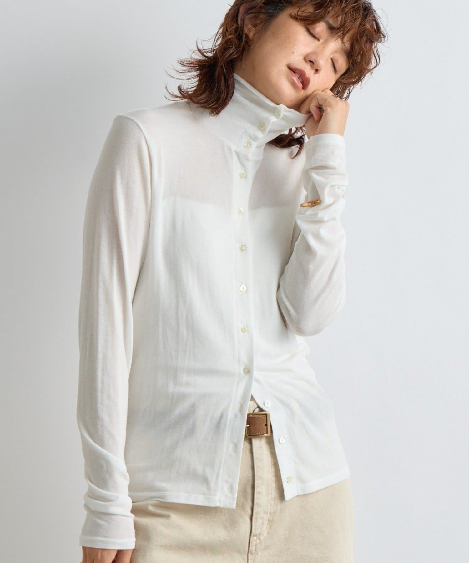 OUTLET(アウトレット) 【RIVE DROITE】ボタンタートルカットソー