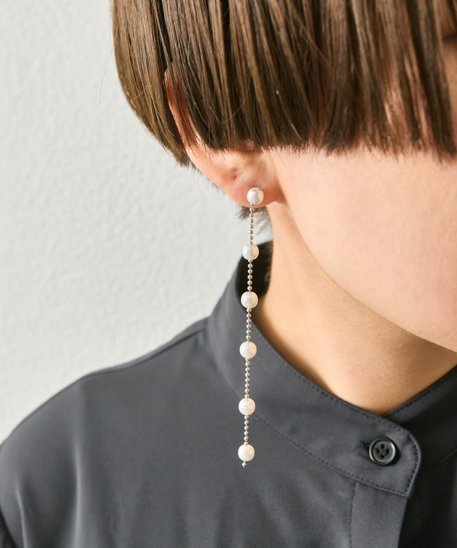 OUTLET(アウトレット) 【ear PAPILLONNER】ロングボールチェーンパールピアス