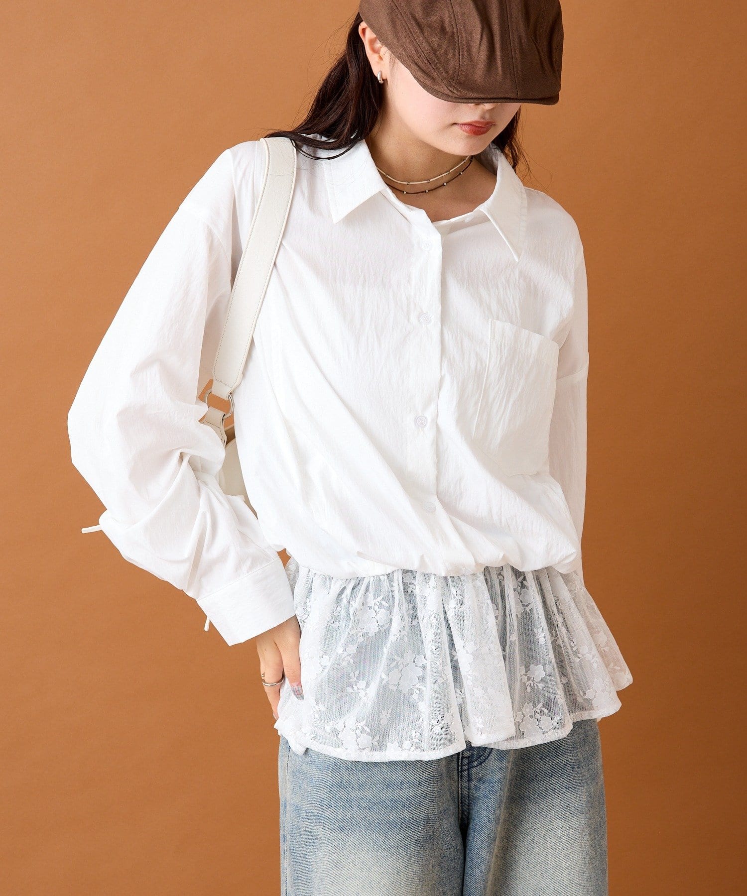 OUTLET(アウトレット) 【mystic】レースドッキングシャツ