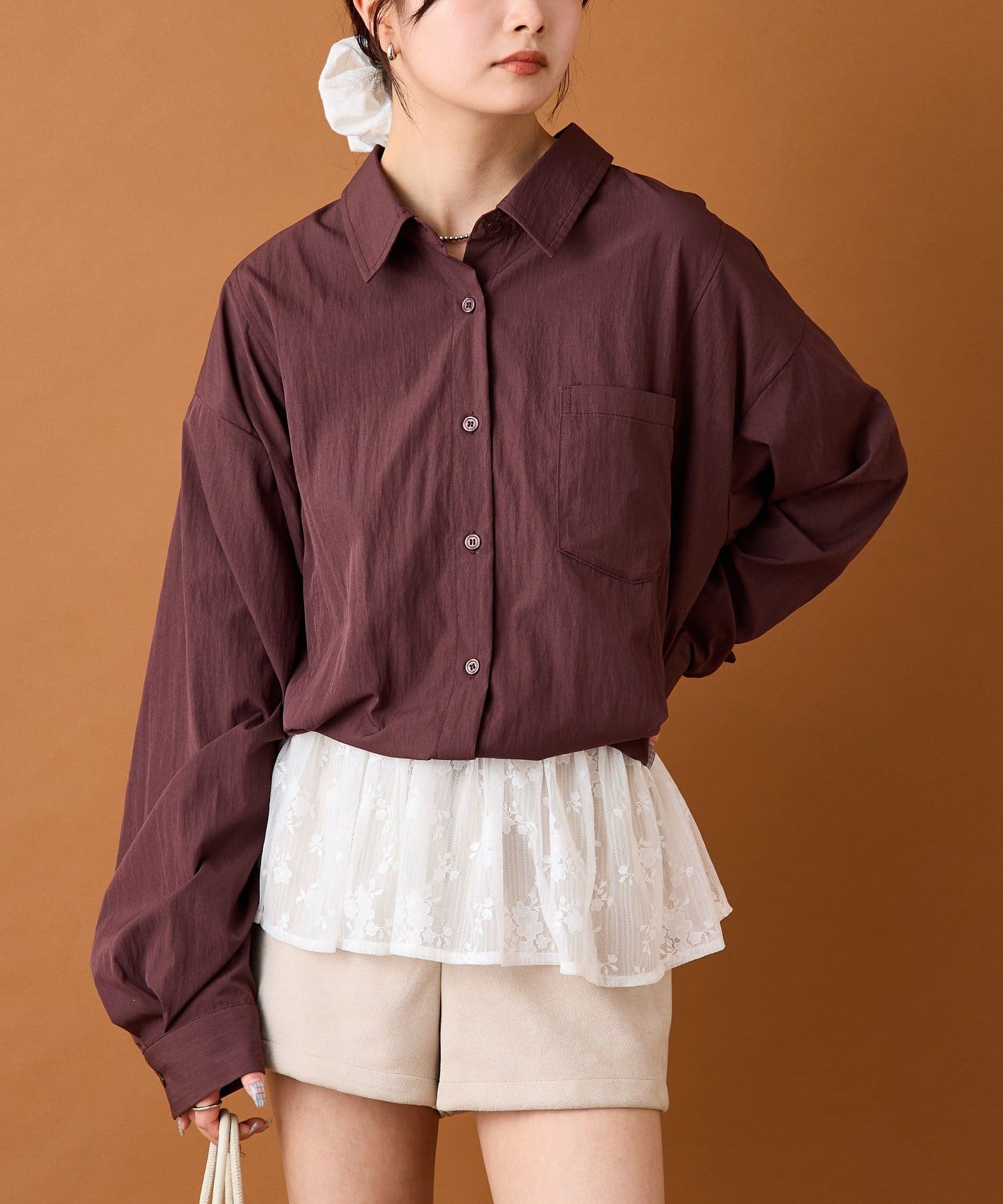 OUTLET(アウトレット) 【mystic】レースドッキングシャツ