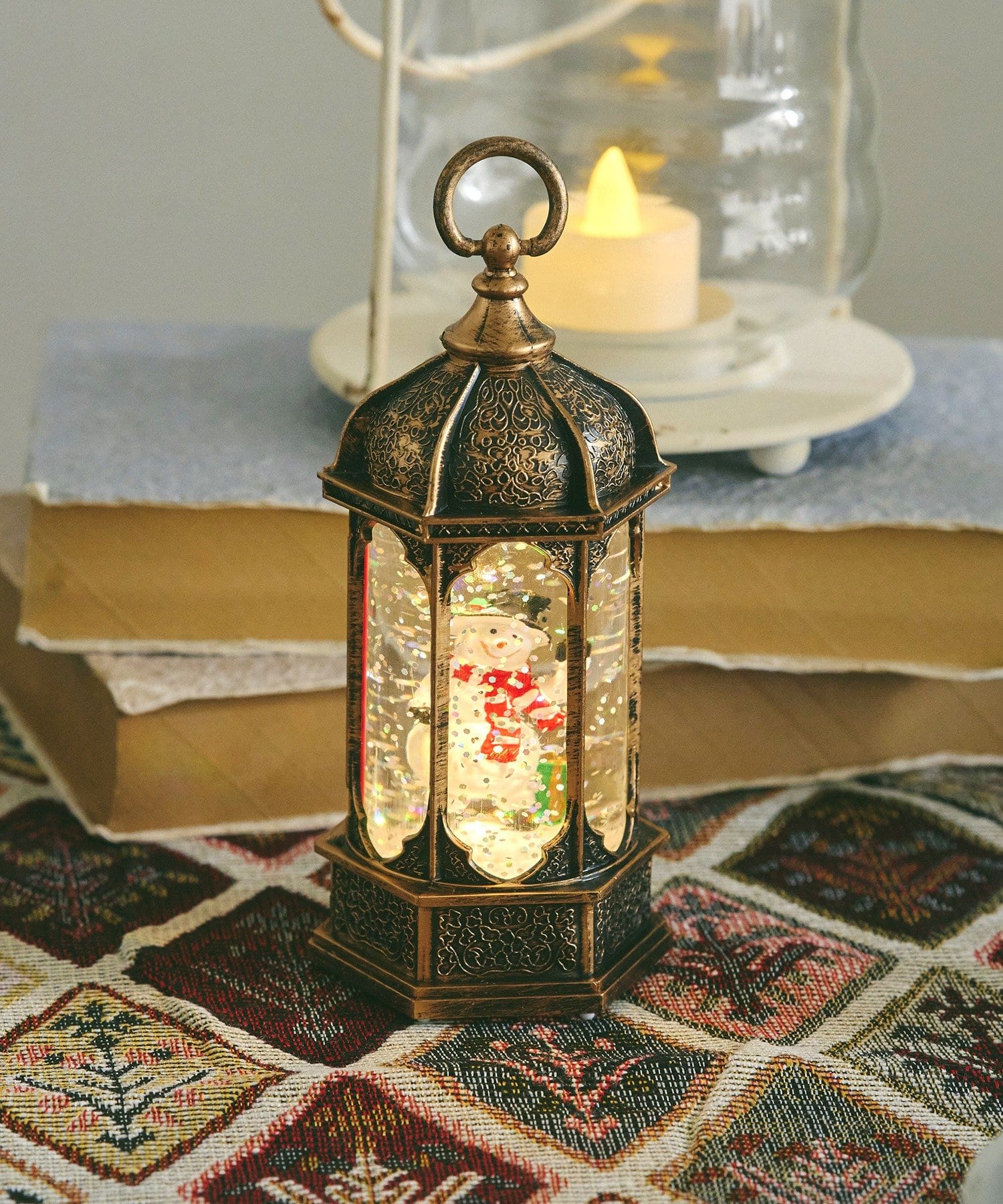 salut!(サリュ) スノーマンランタンLEDライトオブジェ/クリスマスフリーマーケット