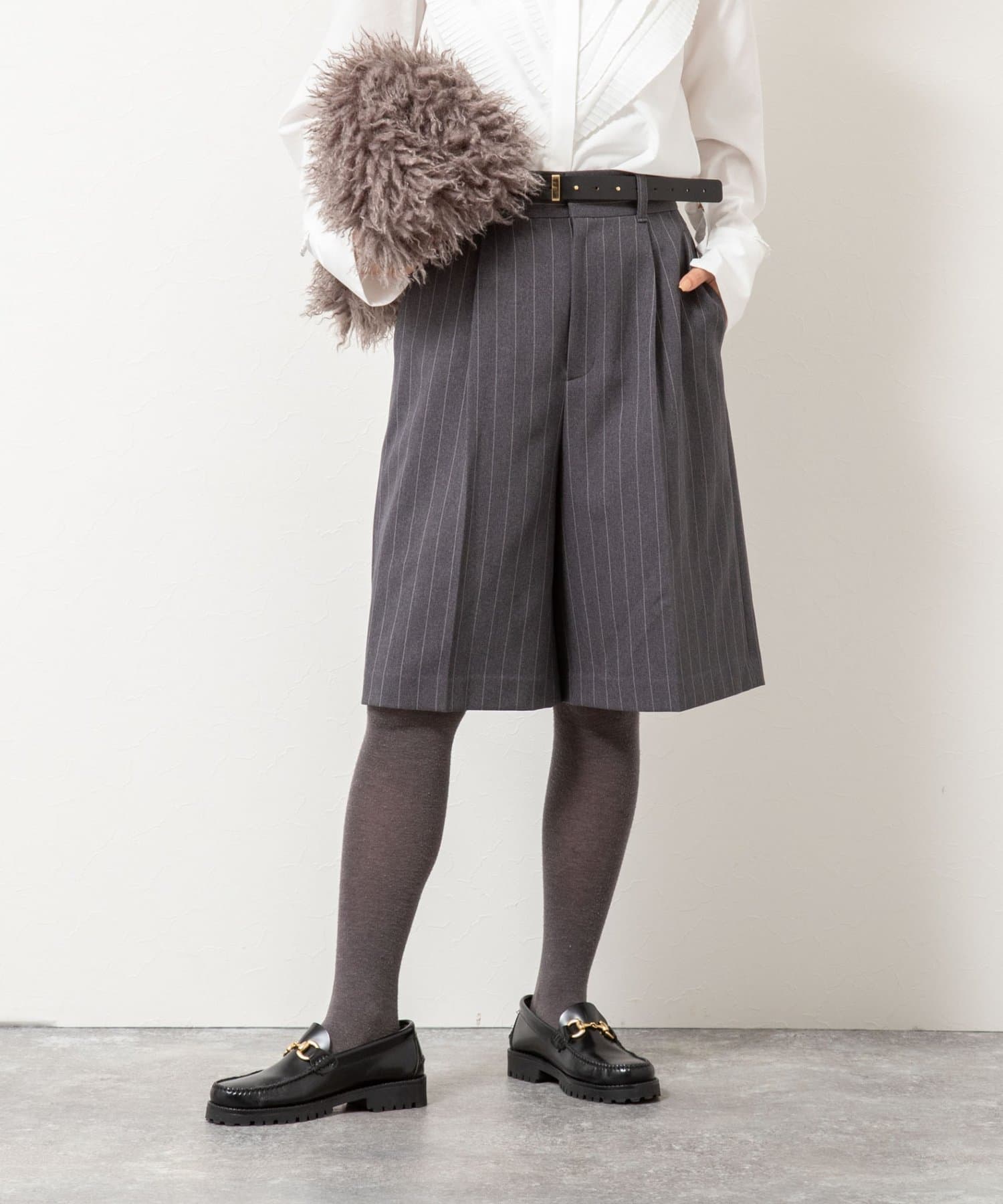 NOLLEY'S(ノーリーズ) ウォッシャブルフラノ風ハーフパンツ