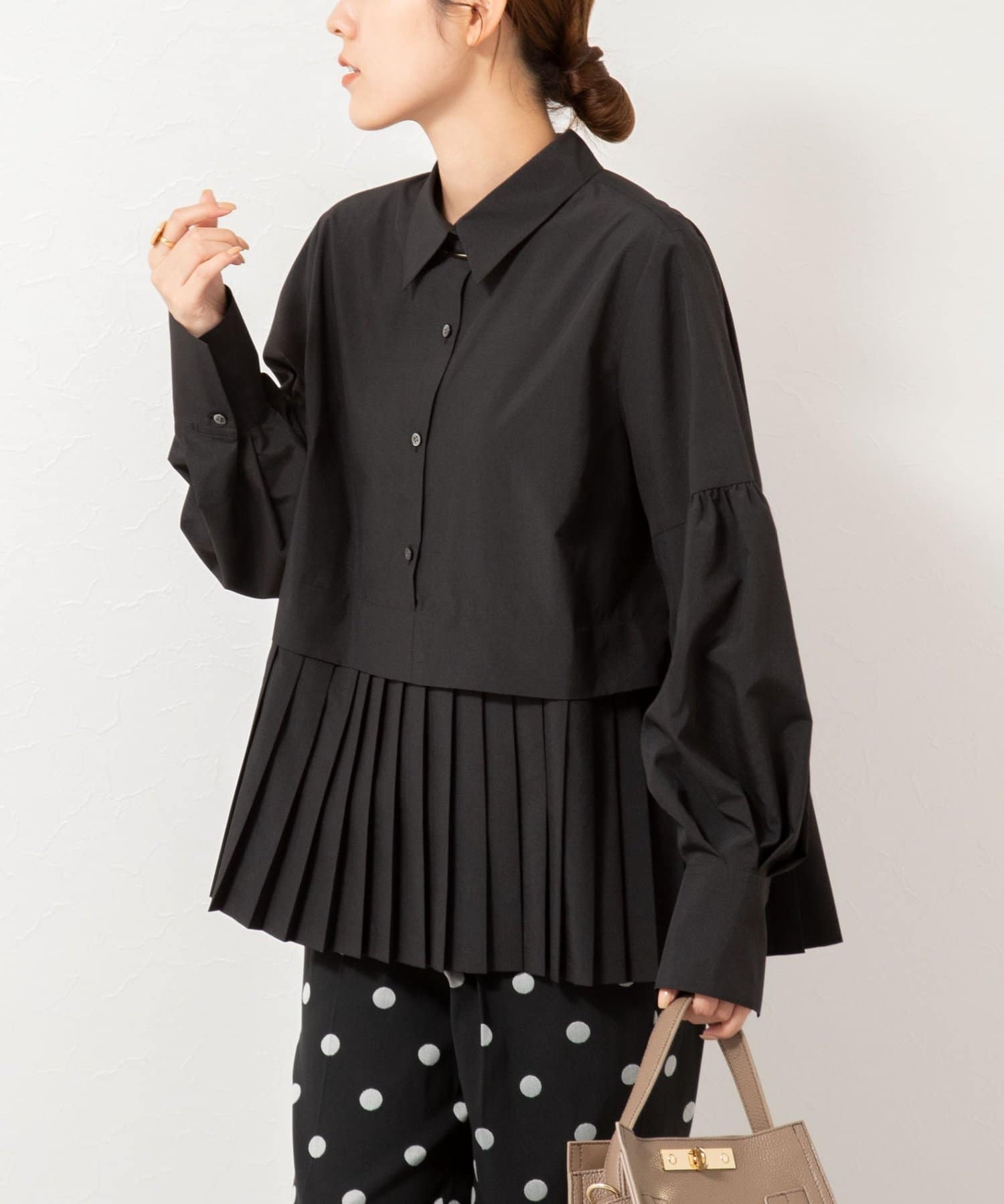 NOLLEY'S(ノーリーズ) ウォッシャブル切替プリーツブラウス