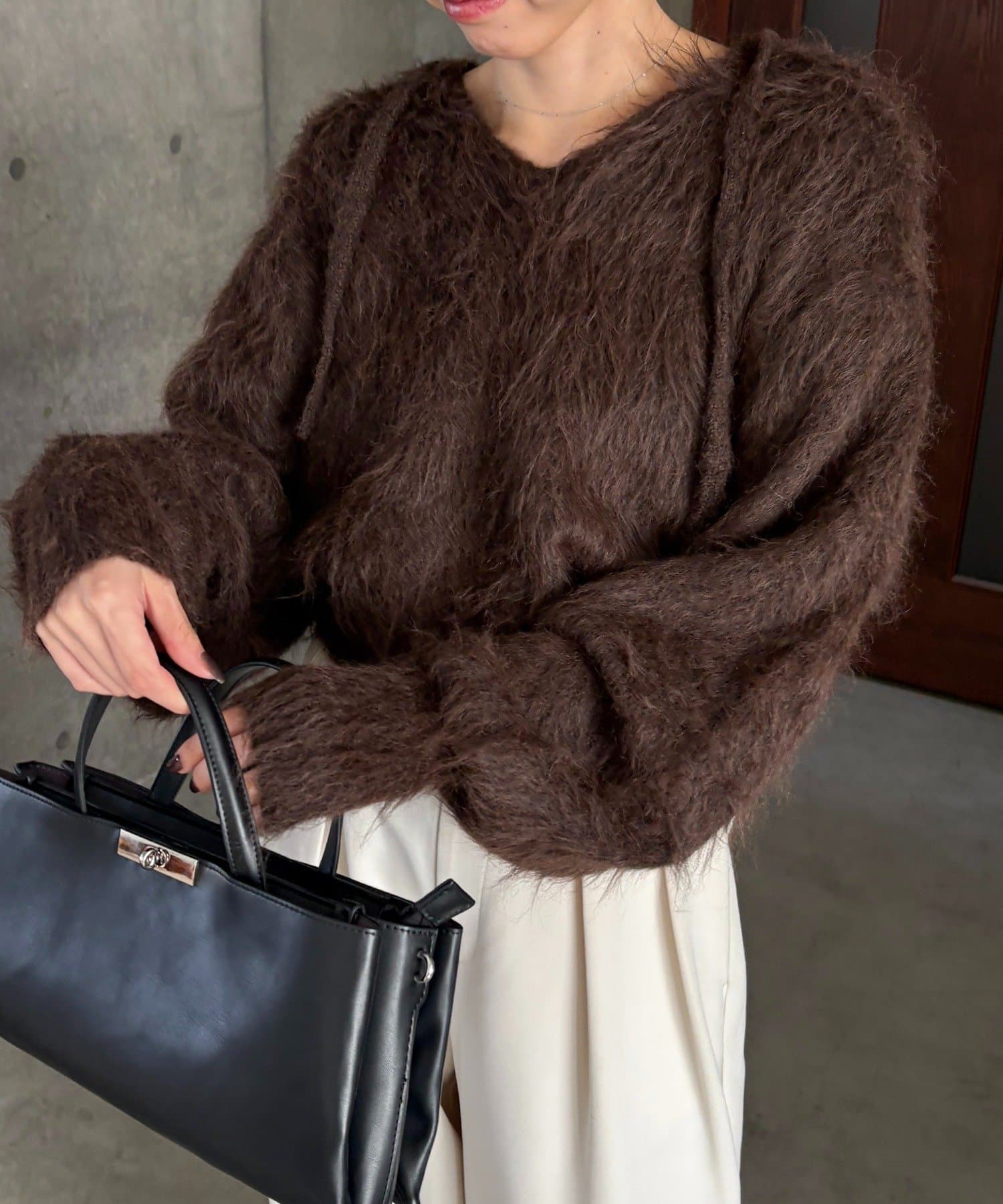 CAPRICIEUX LE'MAGE(カプリシュレマージュ) シャギーニットフーディ