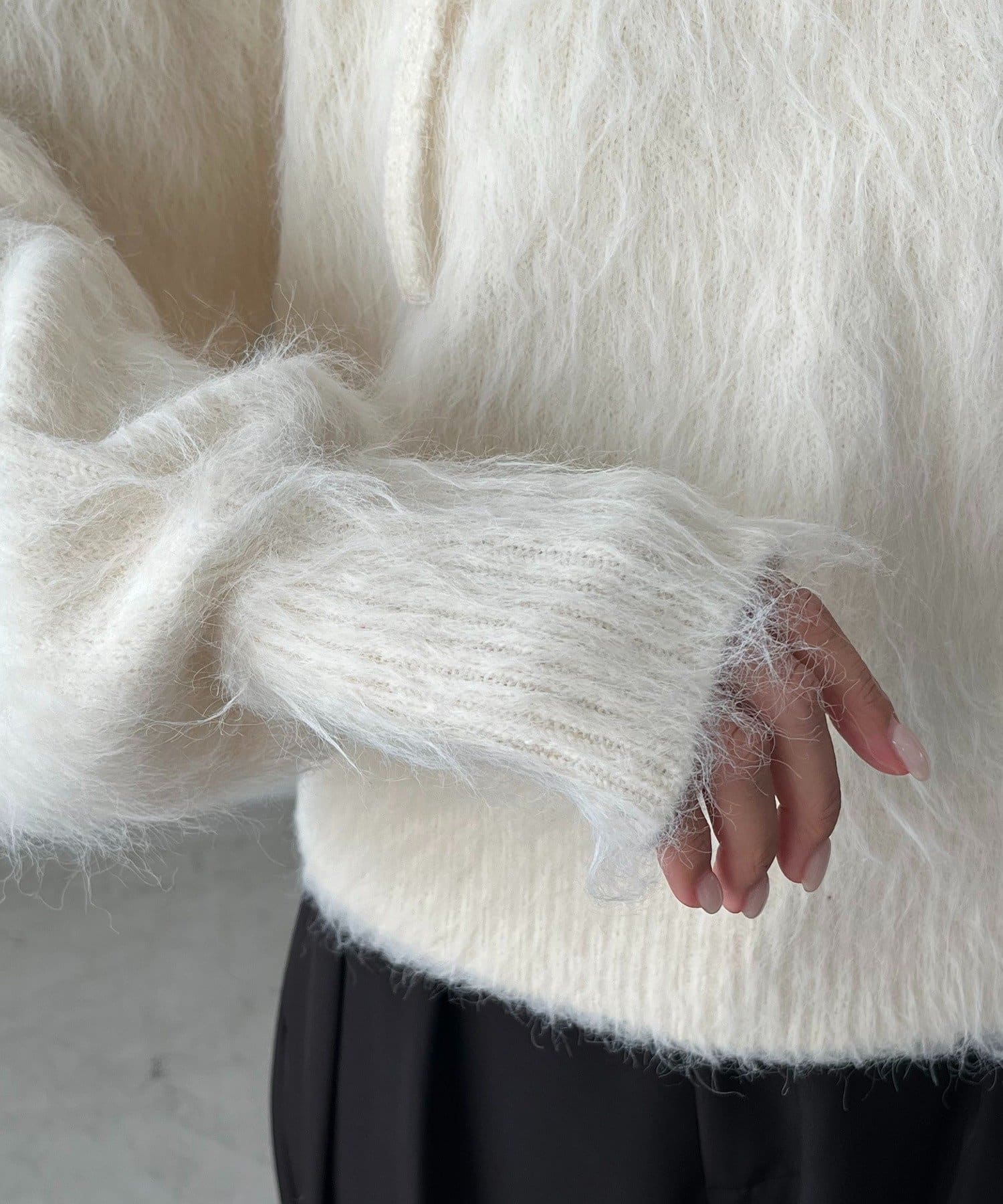 CAPRICIEUX LE'MAGE(カプリシュレマージュ) シャギーニットフーディ