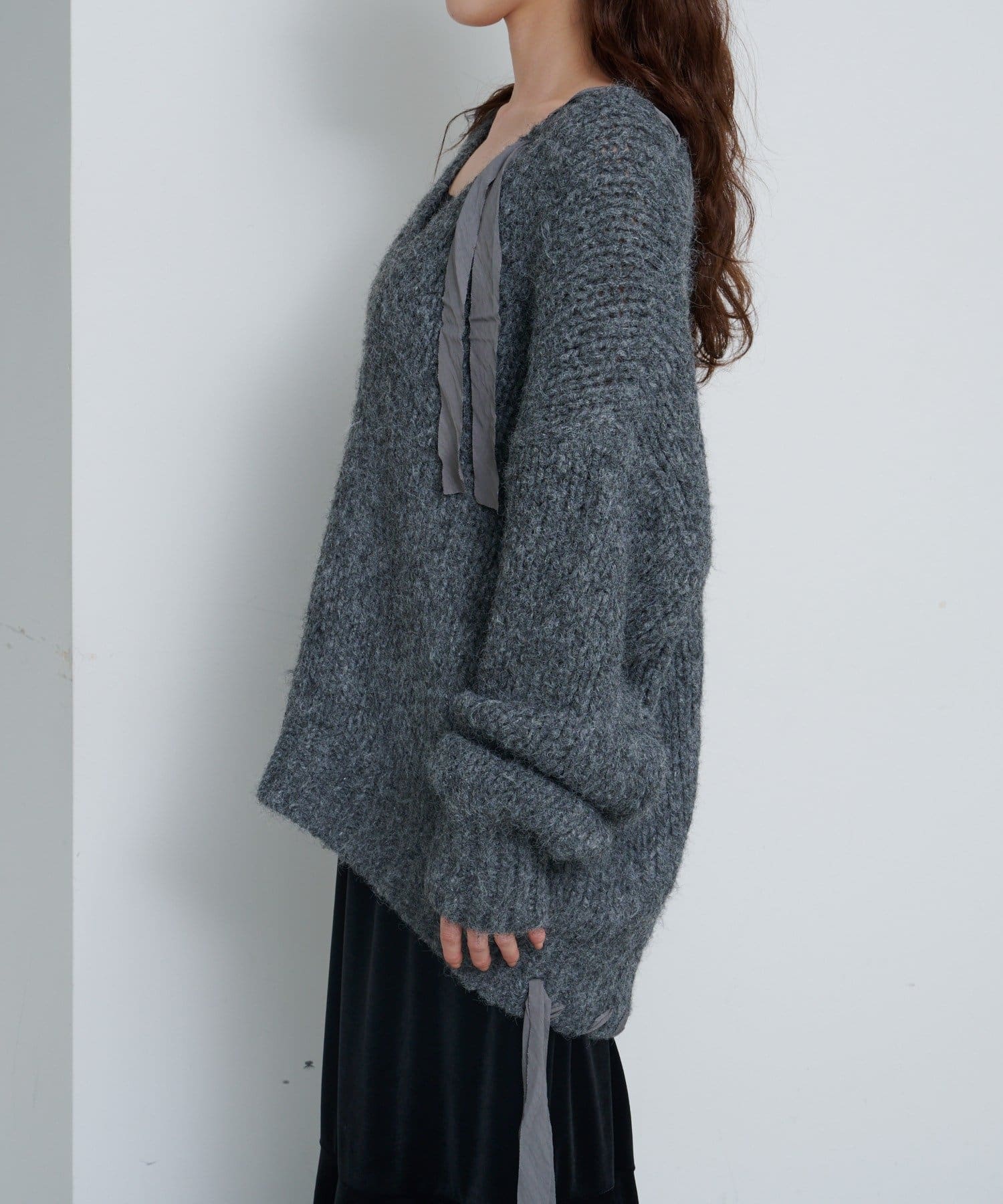Kastane(カスタネ) 【11.13(木)〜SETFAIR KNITSET対象】リボンテープローゲージニット