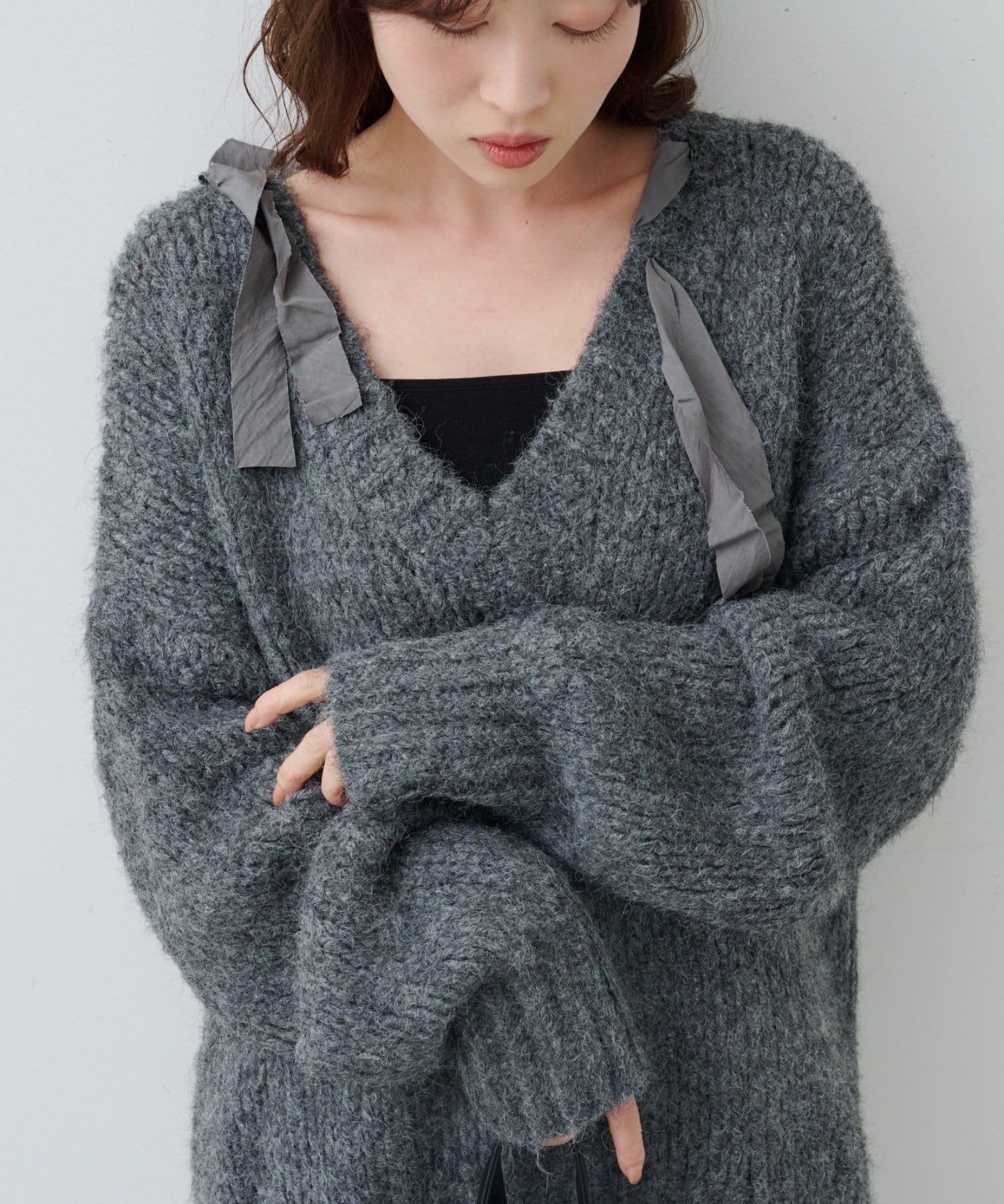 Kastane(カスタネ) 【11.13(木)〜SETFAIR KNITSET対象】リボンテープローゲージニット