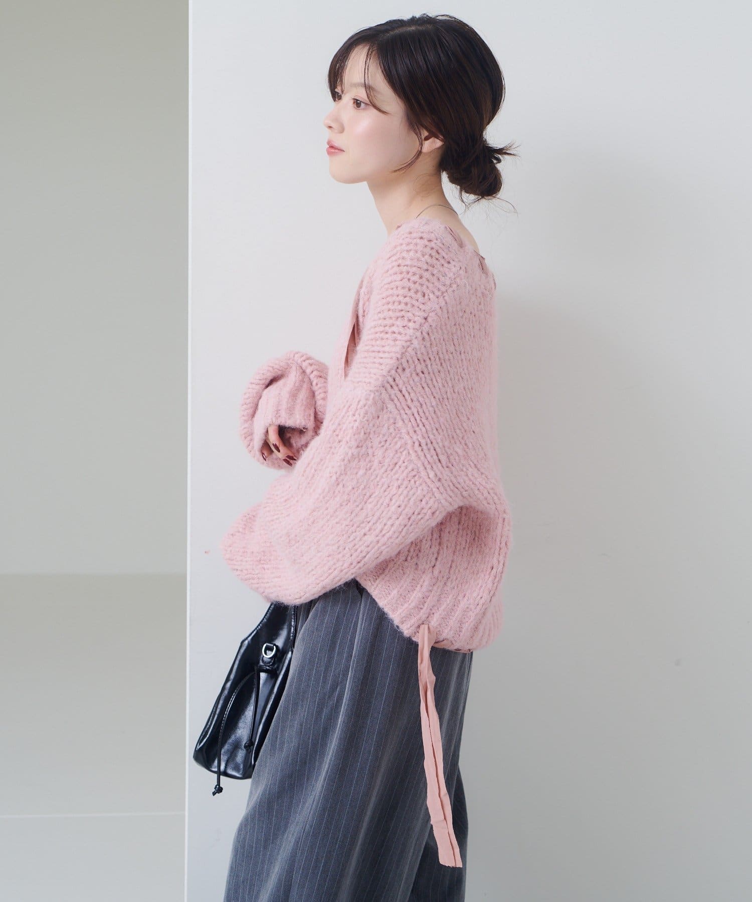 Kastane(カスタネ) 【11.13(木)〜SETFAIR KNITSET対象】リボンテープローゲージショートニット