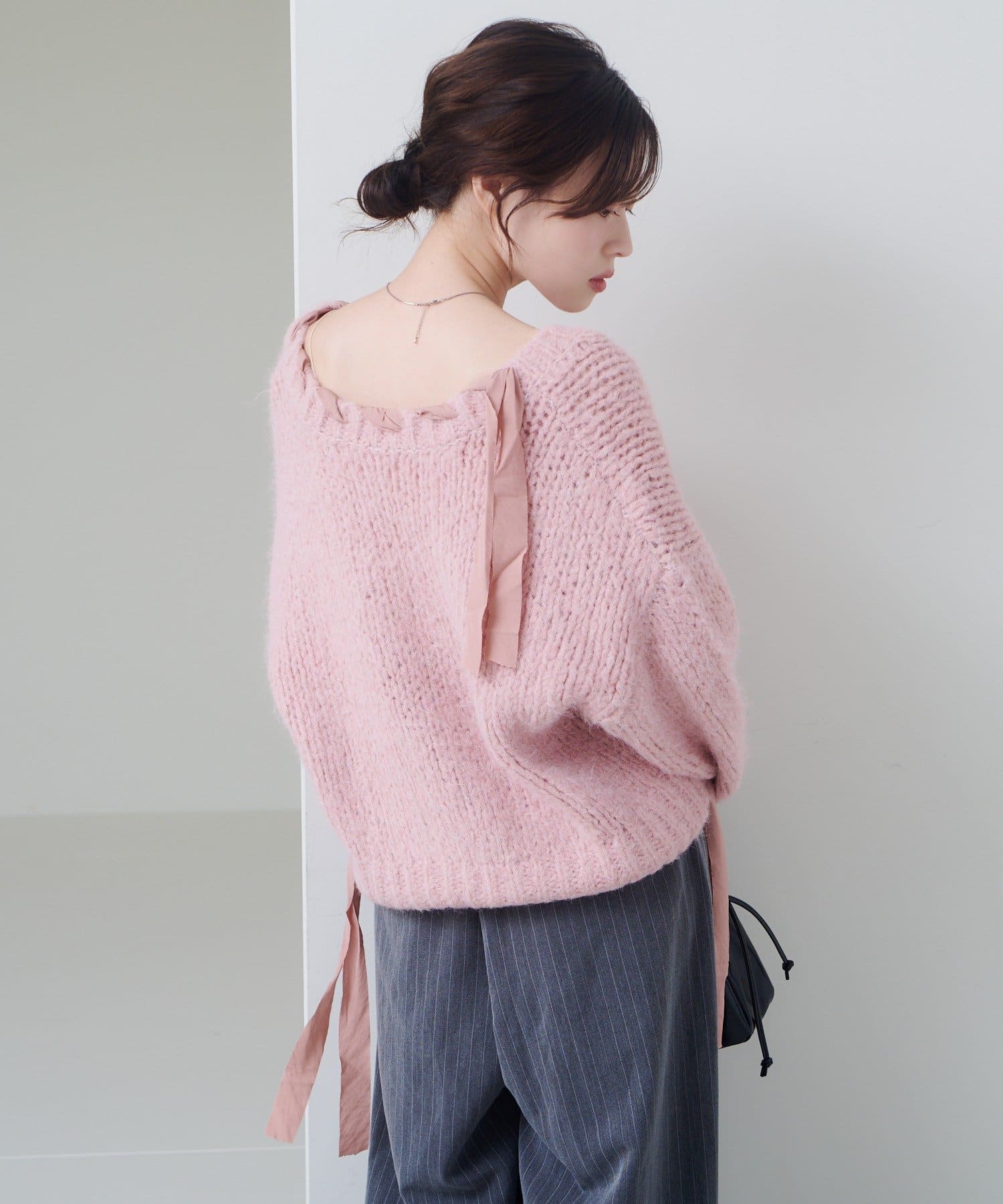 Kastane(カスタネ) 【11.13(木)〜SETFAIR KNITSET対象】リボンテープローゲージショートニット