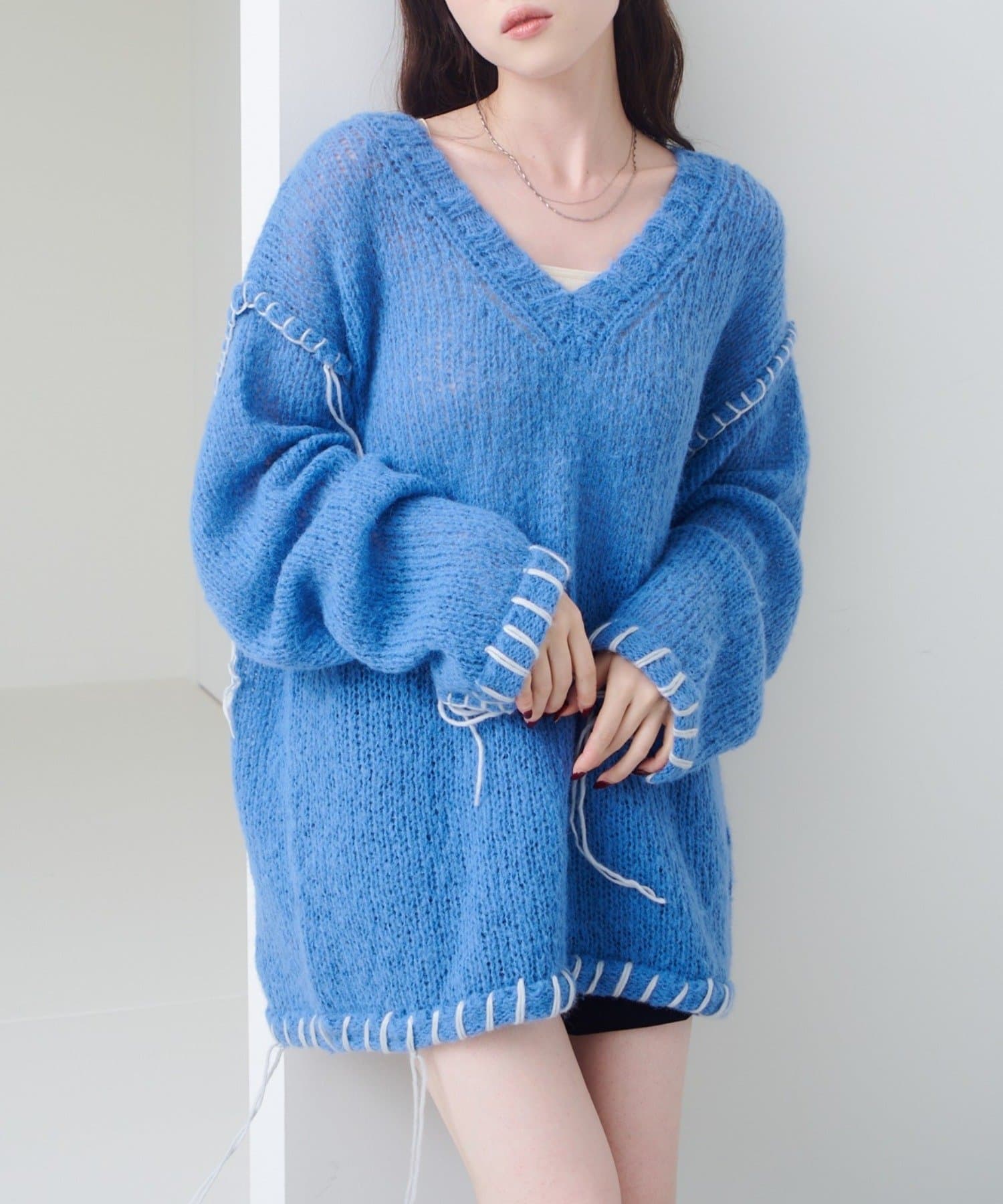 Kastane(カスタネ) 【10.25(土)12:00発売/S.Mサイズ展開/WEB先行】ブラインドステッチニット