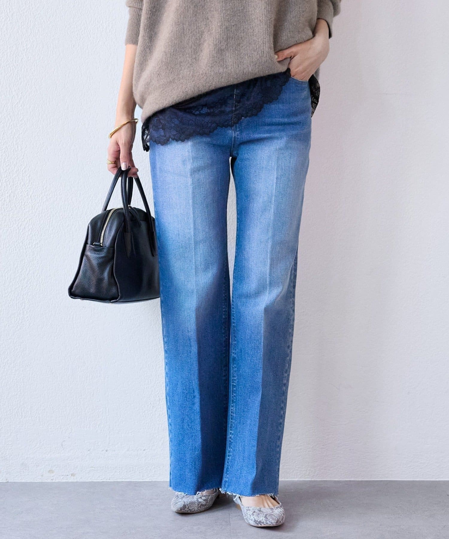 RIVE DROITE(リヴドロワ) 予約【快適な履き心地】センタープレスデニム