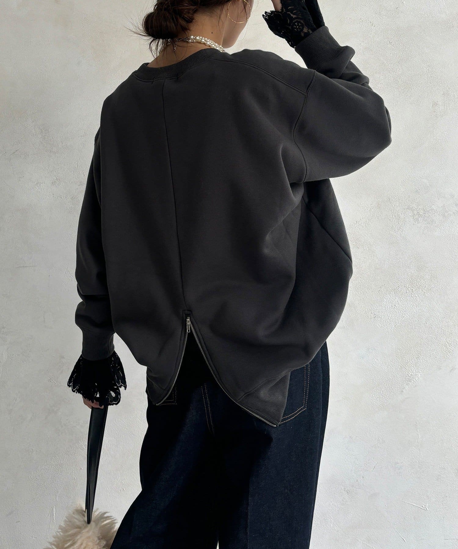 DOUDOU(ドゥドゥ) 【WEB限定】バックジップフォト裏ボアトップス