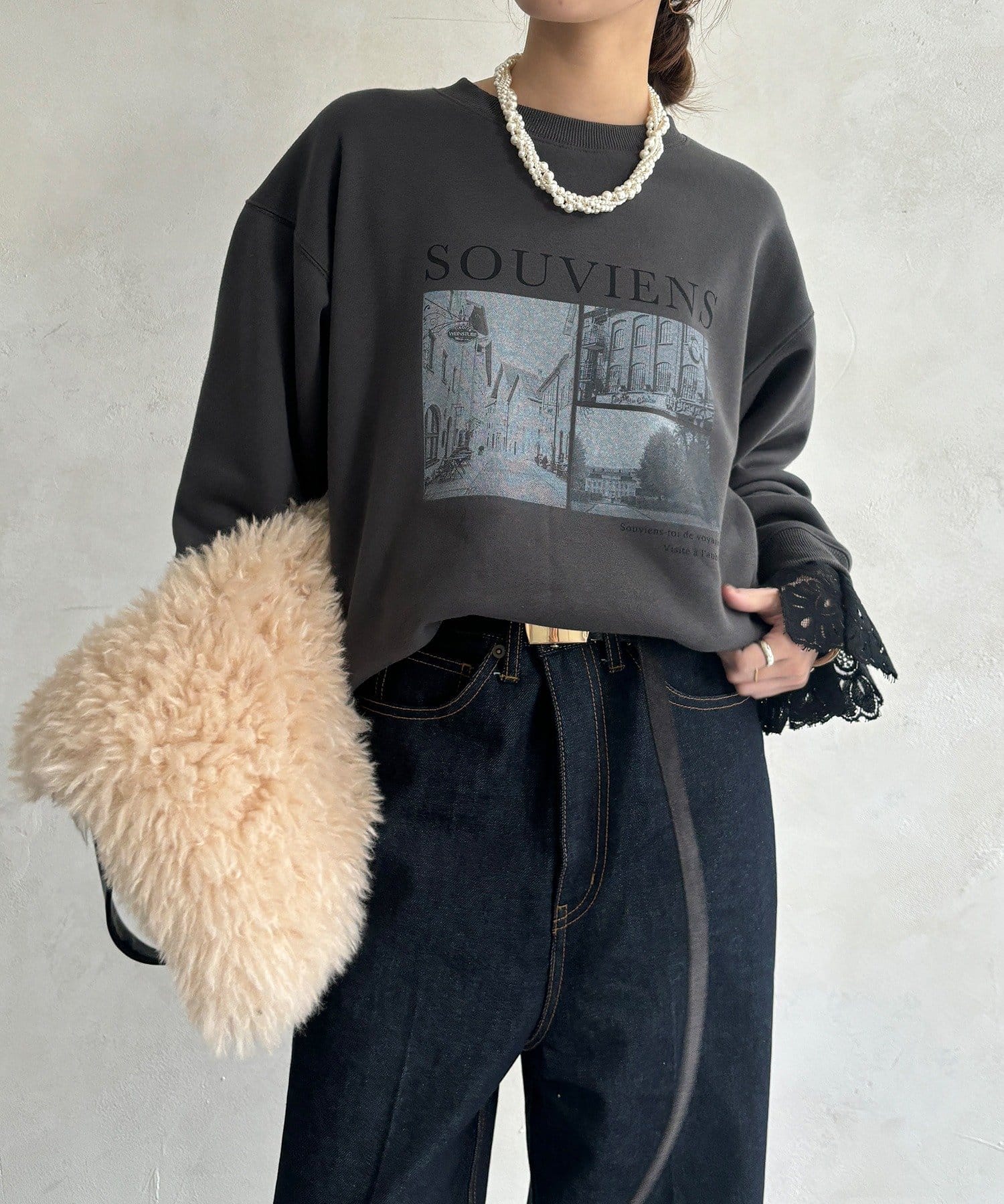 DOUDOU(ドゥドゥ) 【WEB限定】バックジップフォト裏ボアトップス