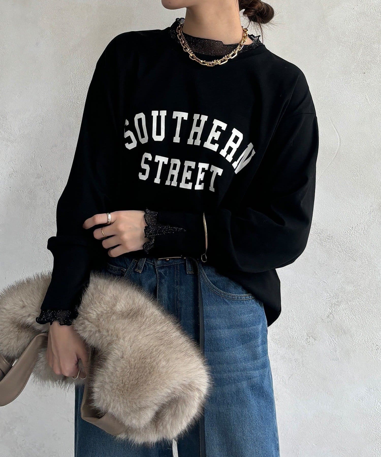 DOUDOU(ドゥドゥ) 【WEB限定】フロッキーロゴレイヤードトップス