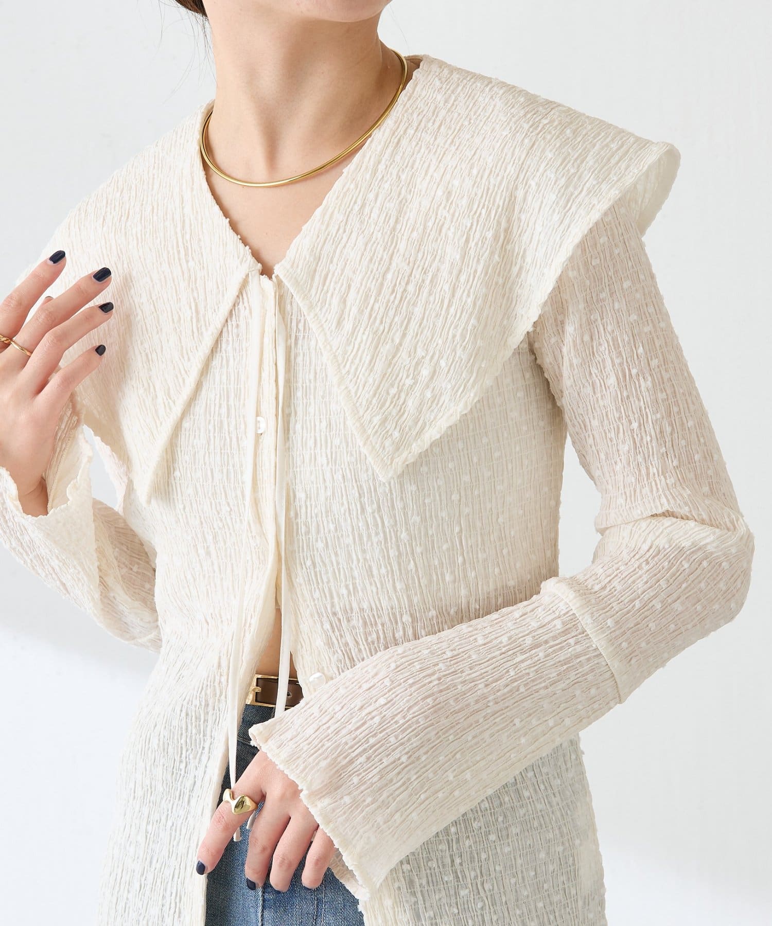 COLLAGE GALLARDAGALANTE(コラージュ ガリャルダガランテ) 【襟は取り外し可】ビッグカラーカーディガン