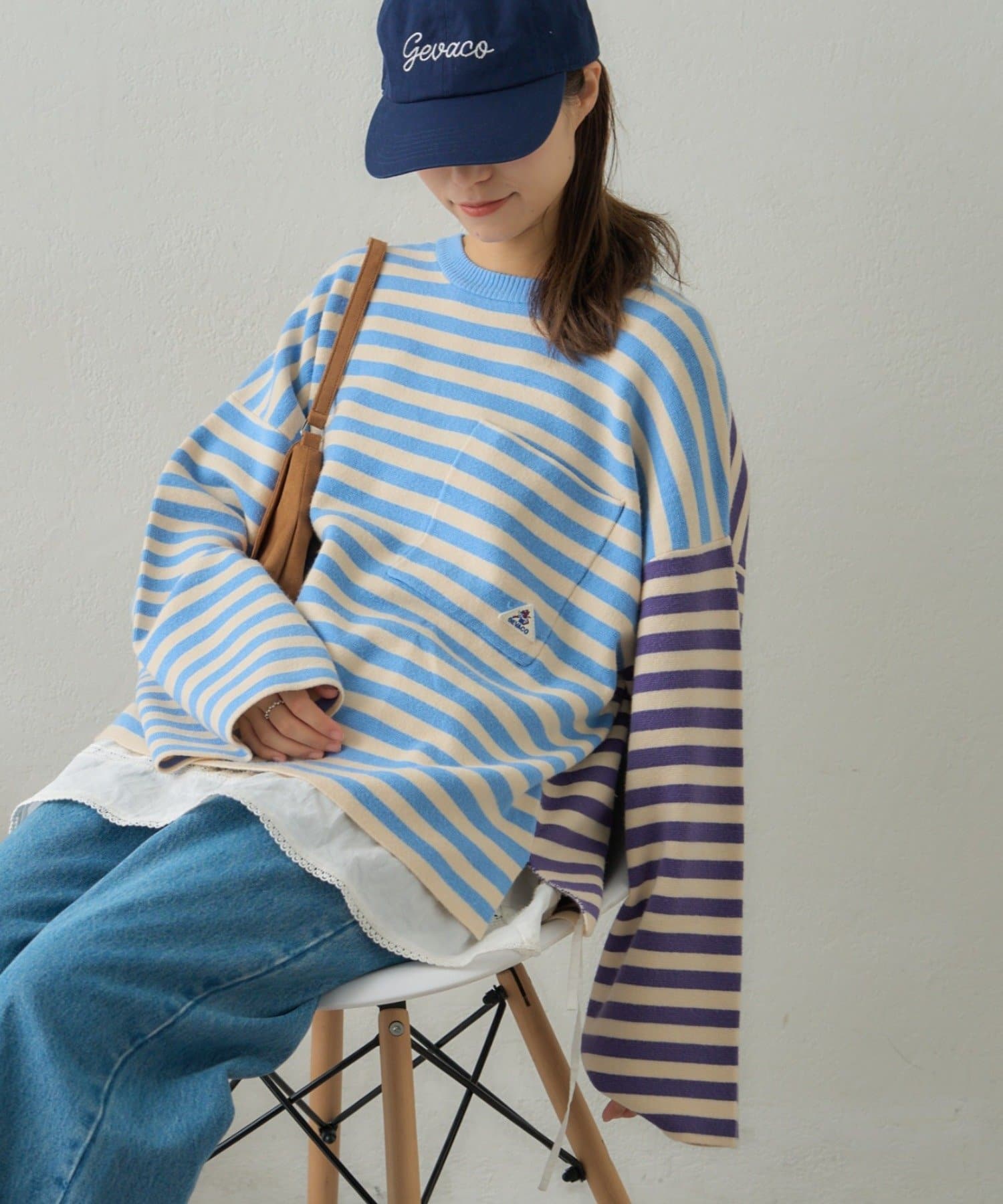 CIAOPANIC TYPY(チャオパニックティピー) 【GEVACO】ショートボーダーニットプルオーバー