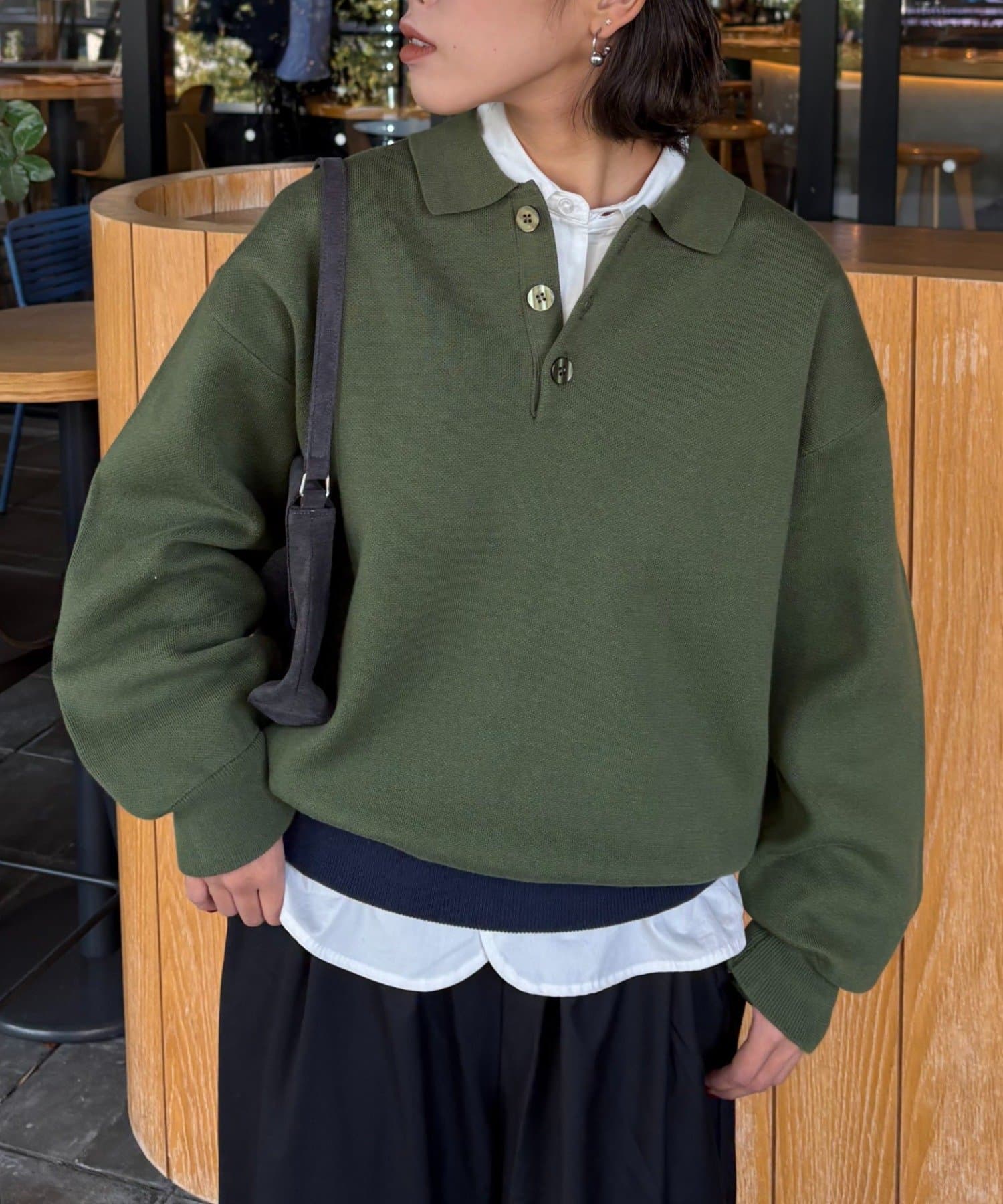 CIAOPANIC TYPY(チャオパニックティピー) 裾リブ配色ニットポロ